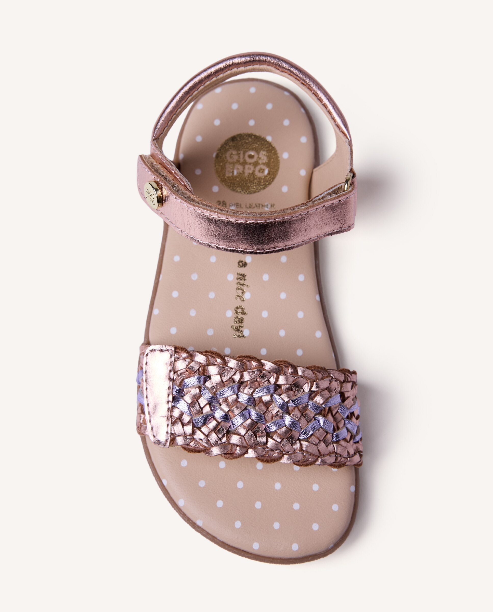 Sandalias abiertas de niña barefoot de piel trenzada con detalles metalizados - Gioseppo - Oro Oro-3