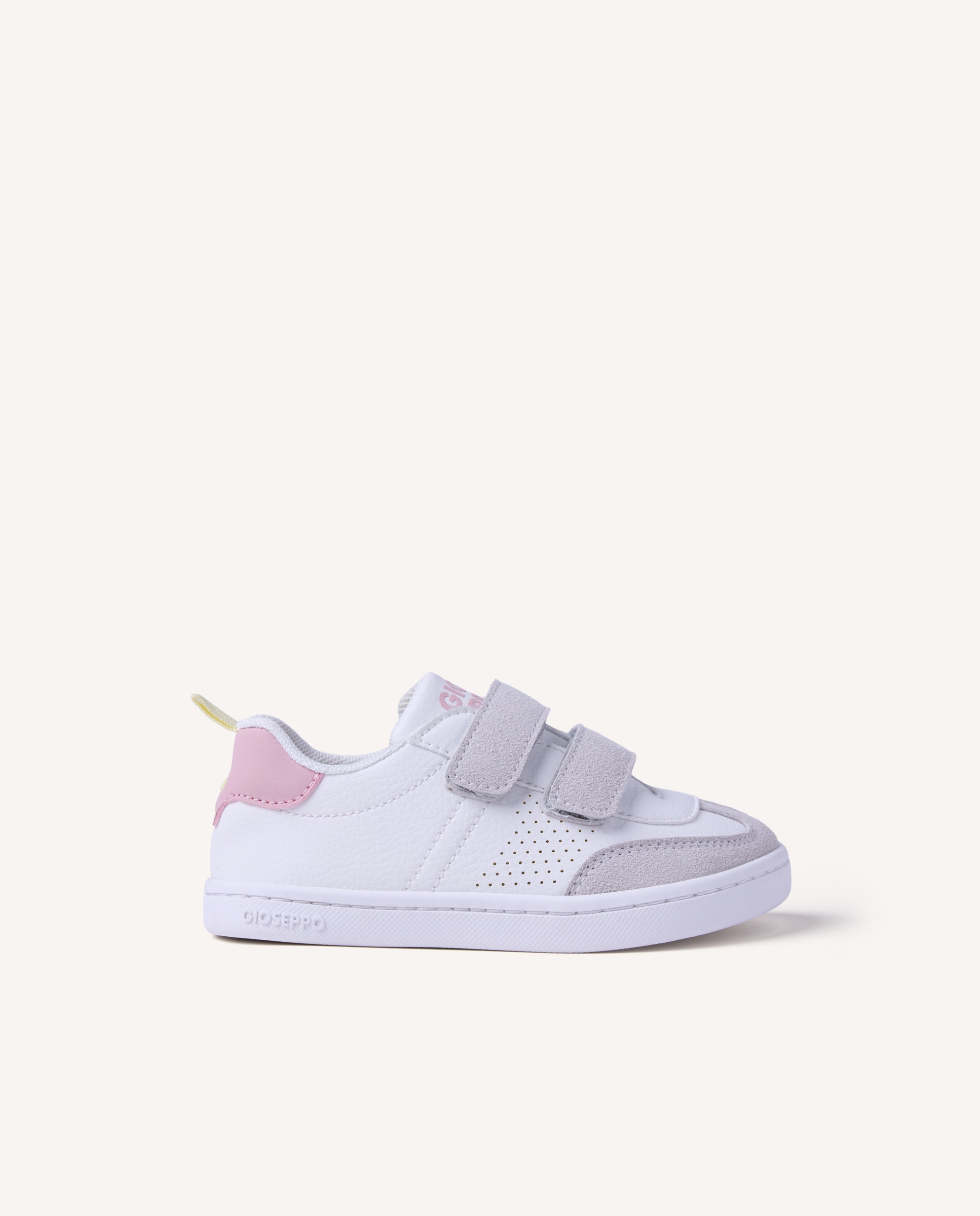 Zapatillas deportivas de bebé niña barefoot con acentos de color y calado en el lateral Blanco / Rosa Gioseppo Blanco / Rosa-1