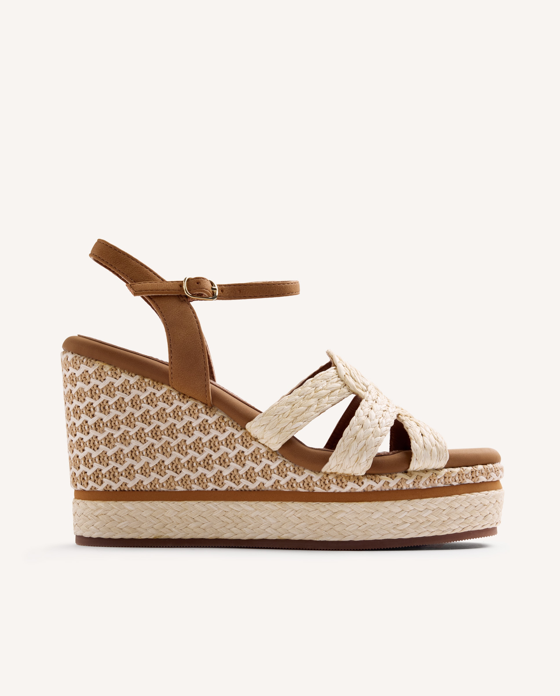 Gioseppo - Sandalias de cuña de mujer trenzadas de rafia y cuña bordada.