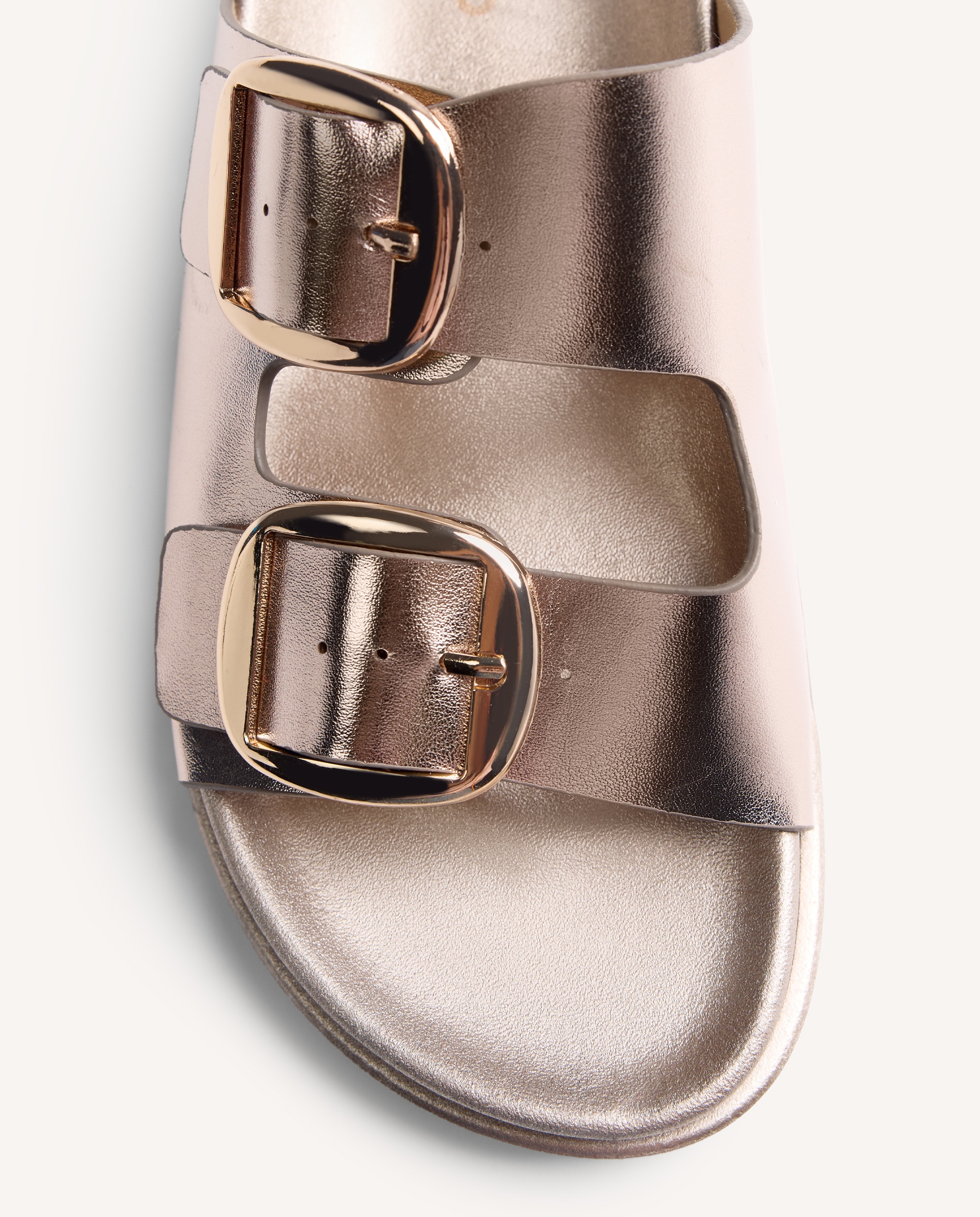 Gioseppo - Sandalias de pala de mujer estilo bio con acabado metalizado y doble hebilla.