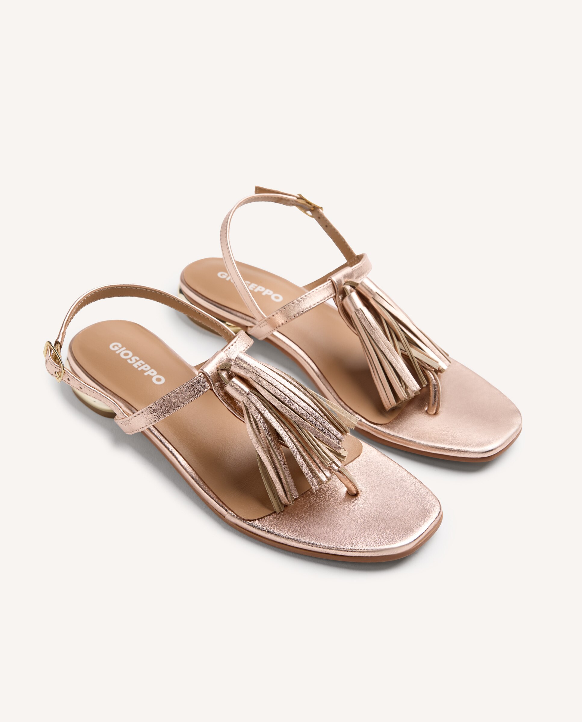 Sandalias piel flecos - Gioseppo - Mostaza Maquillaje-3