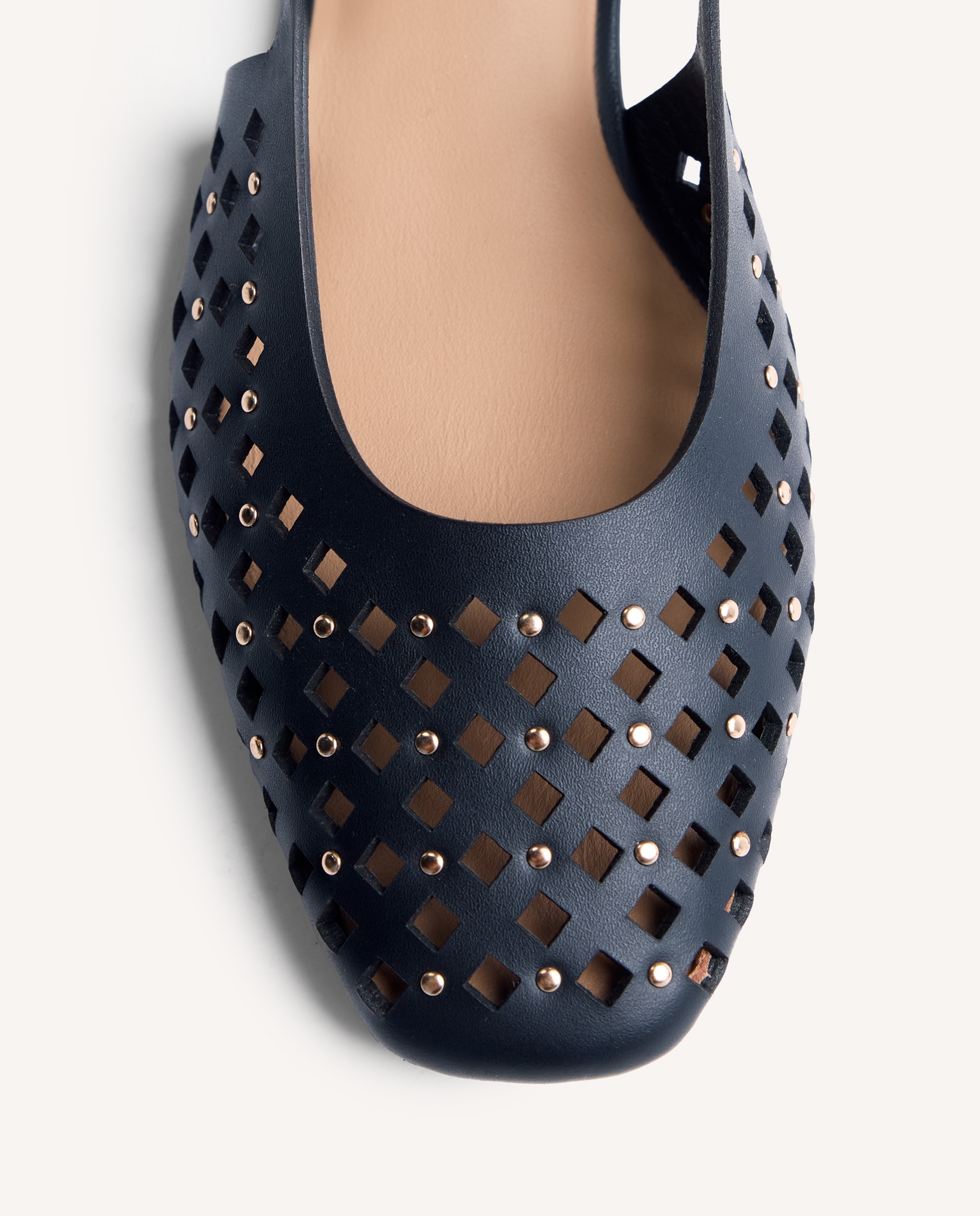 Bailarinas planas de mujer destalonadas de piel calada con detalle de tachas - Gioseppo - Negro Negro-2