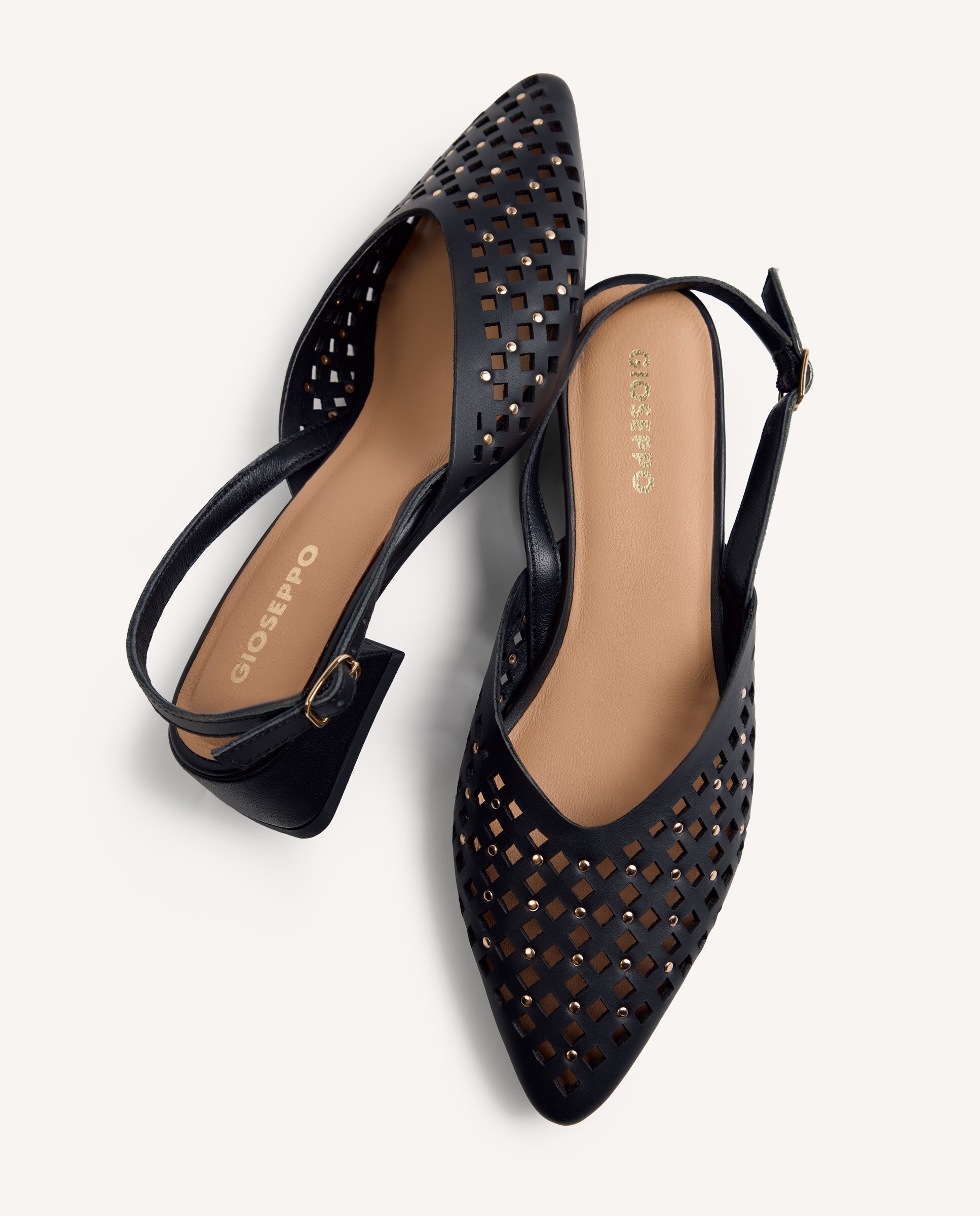 Bailarinas con tacón de mujer destalonadas con piel calada - Gioseppo - Negro Negro-4