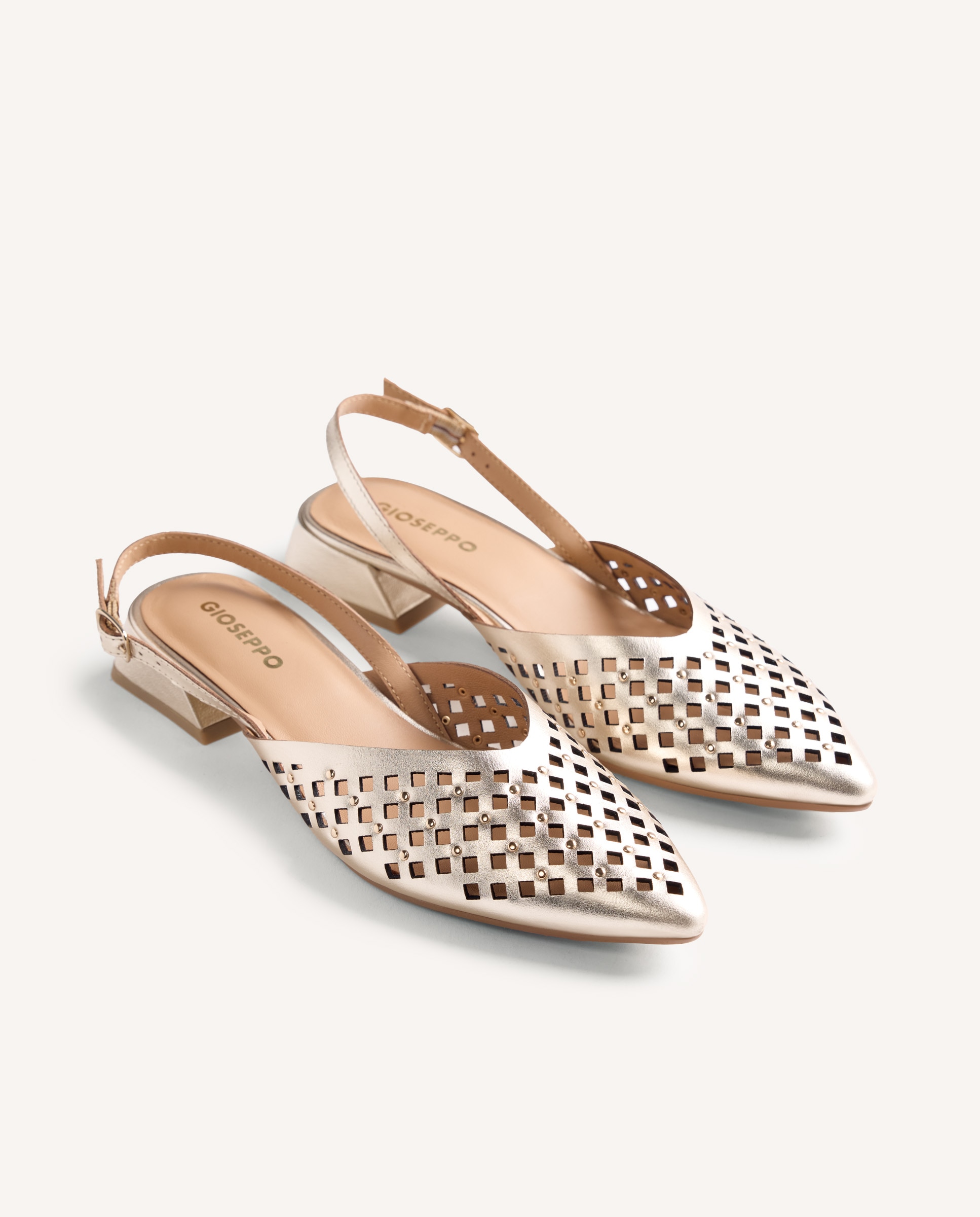 Bailarinas con tacón de mujer destalonadas con piel calada - Gioseppo - Platino Platino-3