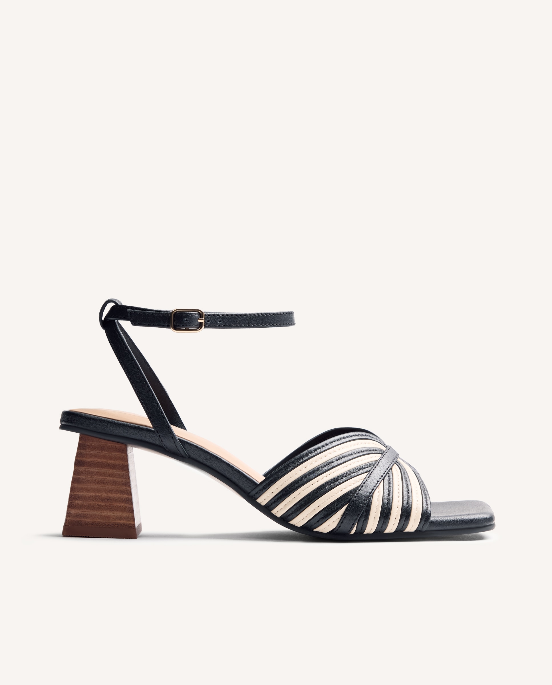 Gioseppo - Sandalias de tacón de mujer de piel bicolor con patrón de rayas.