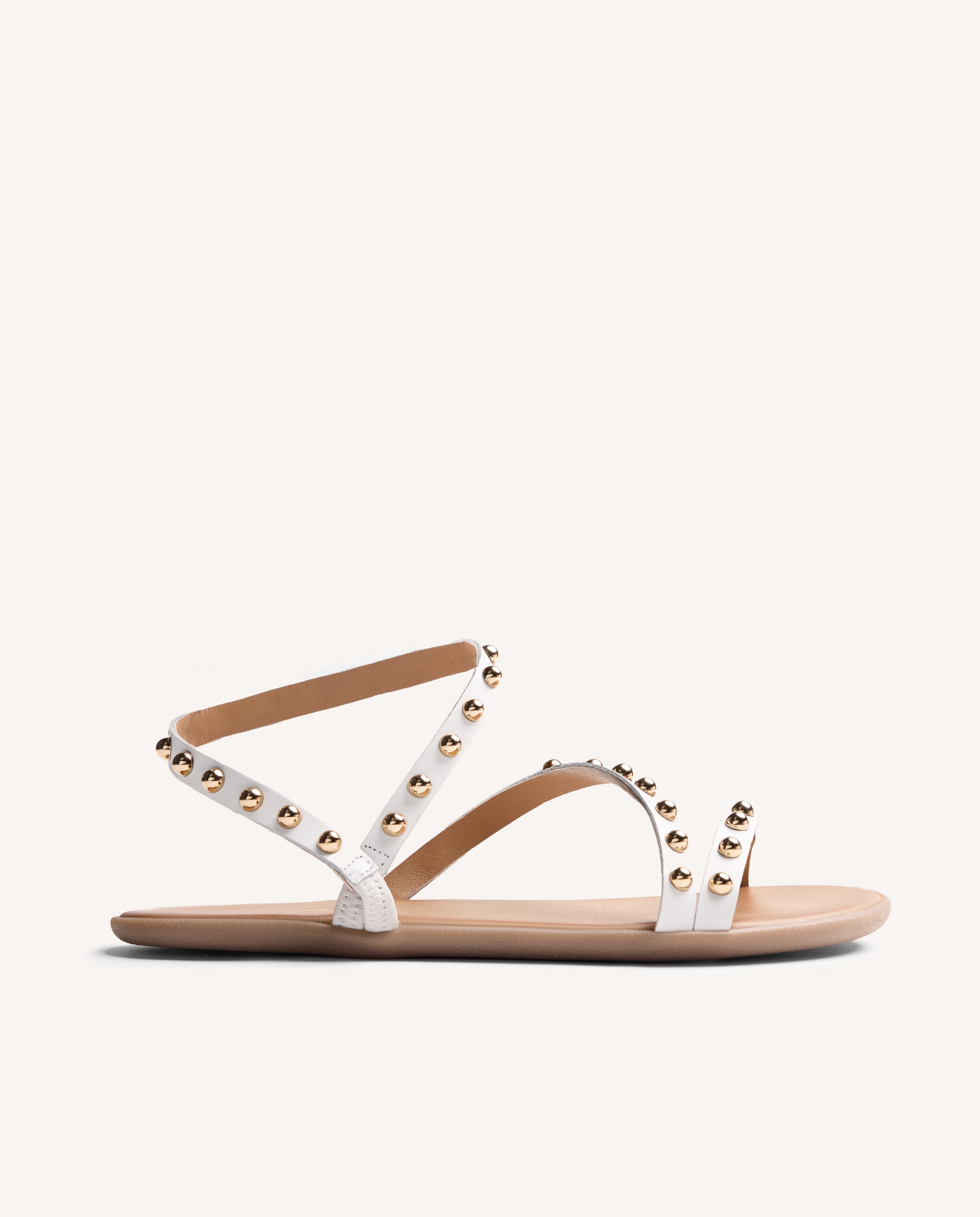 Gioseppo - Sandalias de tiras de mujer de piel con detalle de tachas barefoot.