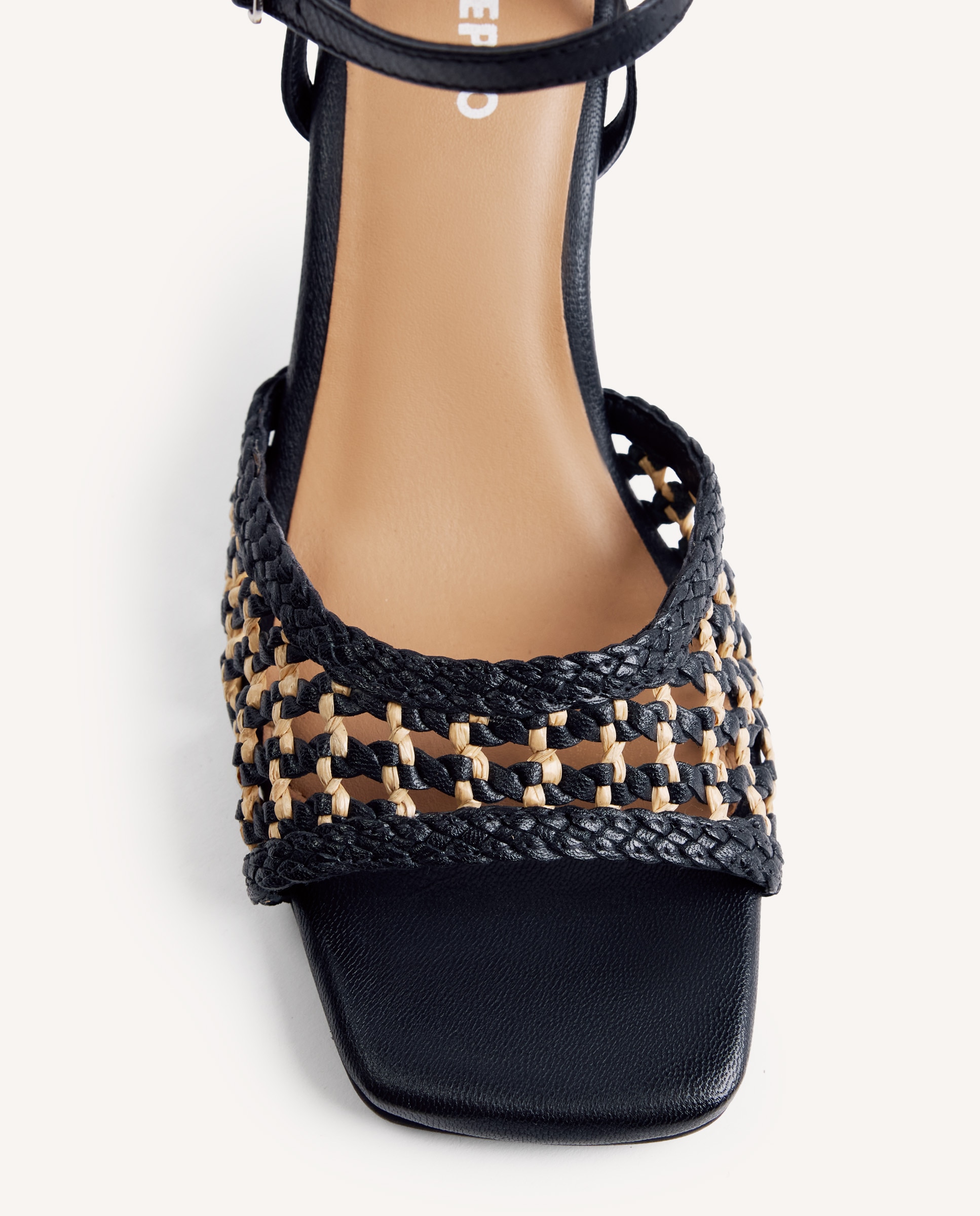 Peep toes de mujer de piel trenzada bicolor - Gioseppo - Negro / Natural Negro / Natural-2