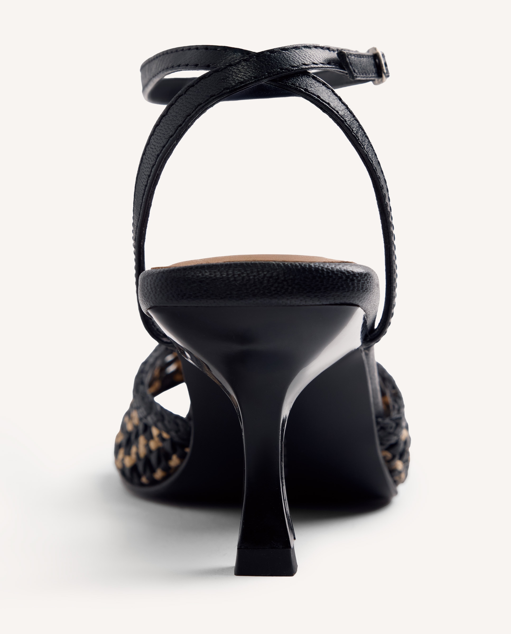 Peep toes de mujer de piel trenzada bicolor - Gioseppo - Negro / Natural Negro / Natural-5