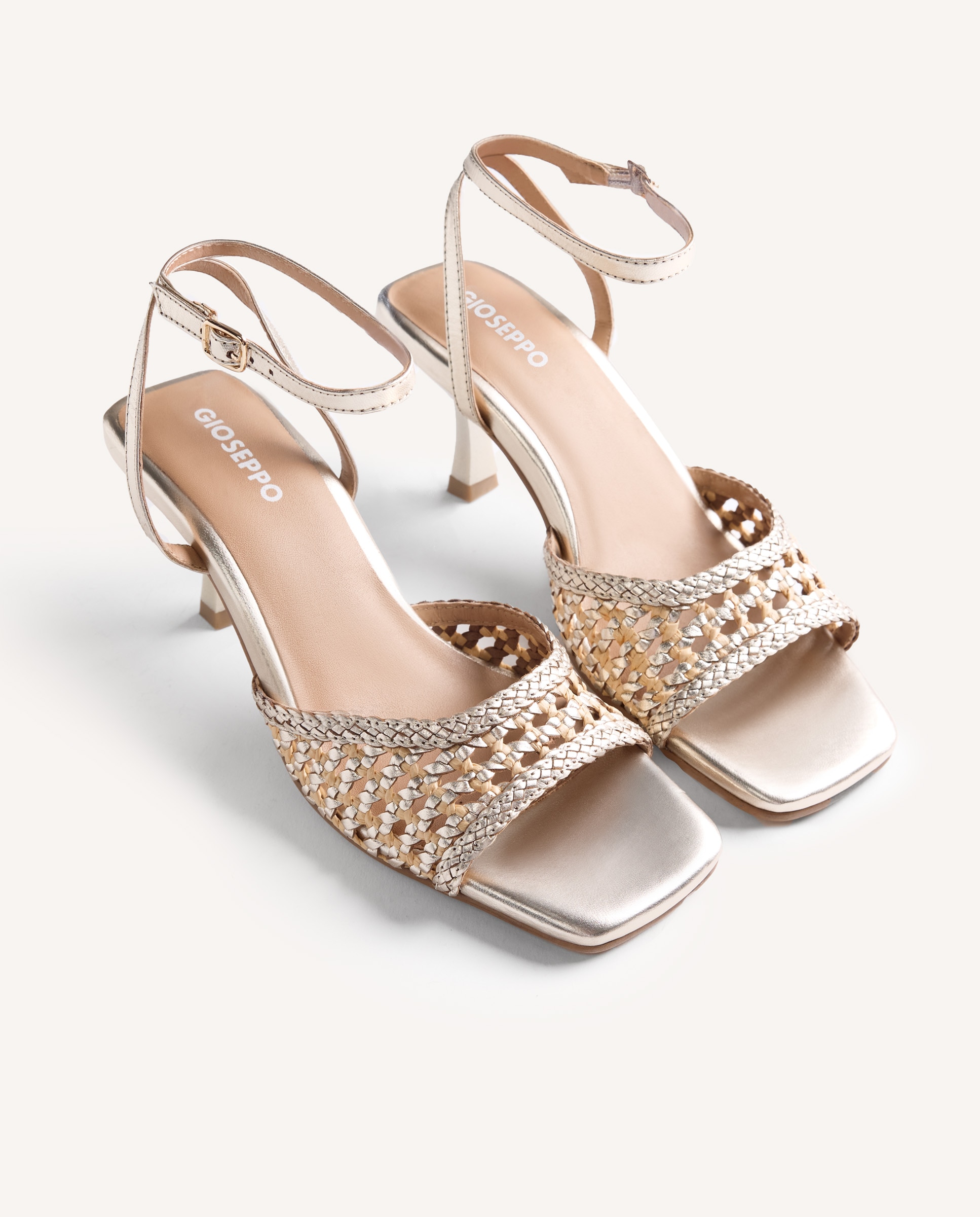 Peep toes de mujer de piel trenzada bicolor - Gioseppo - Platino Platino-4