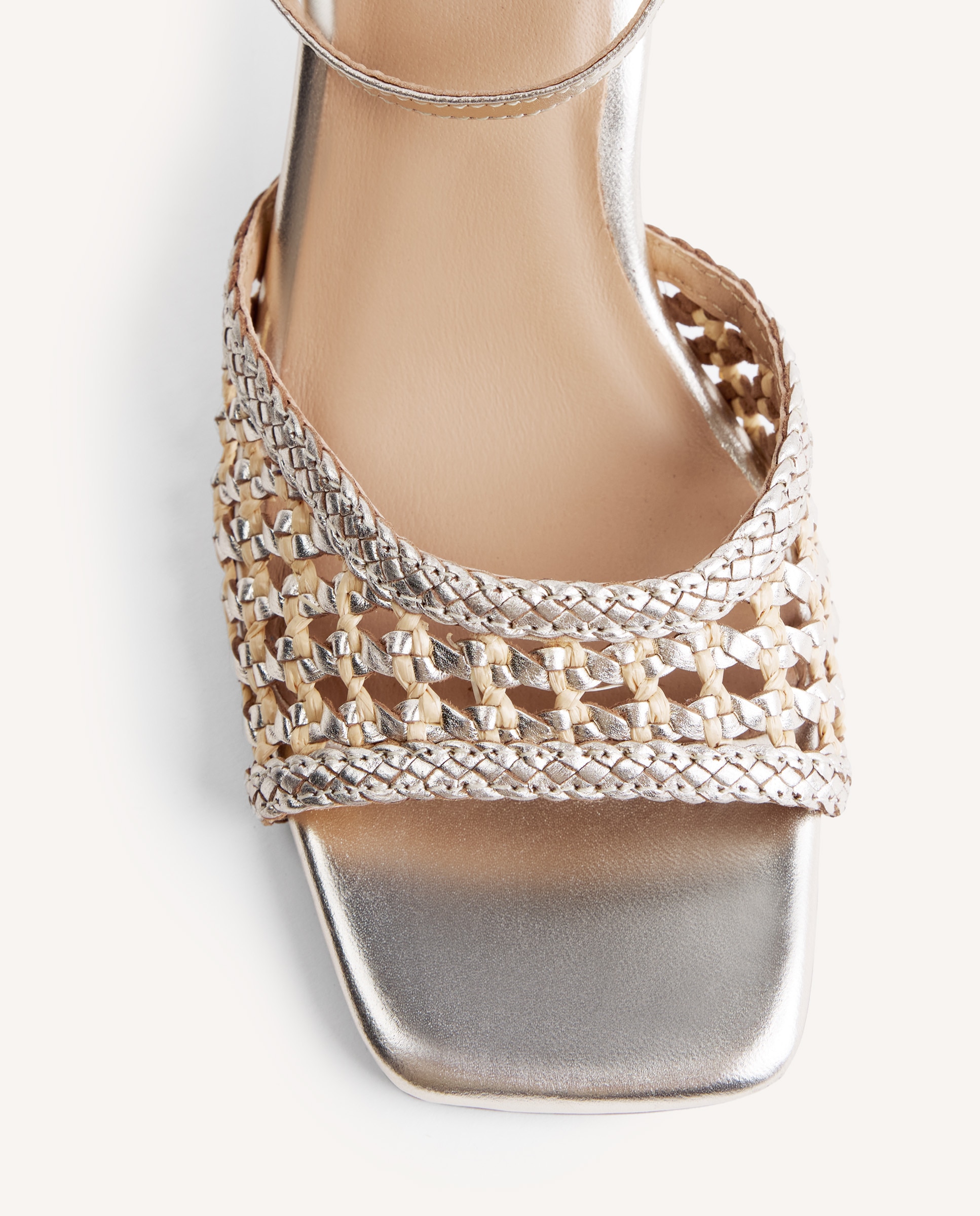 Peep toes de mujer de piel trenzada bicolor - Gioseppo - Platino Platino-2