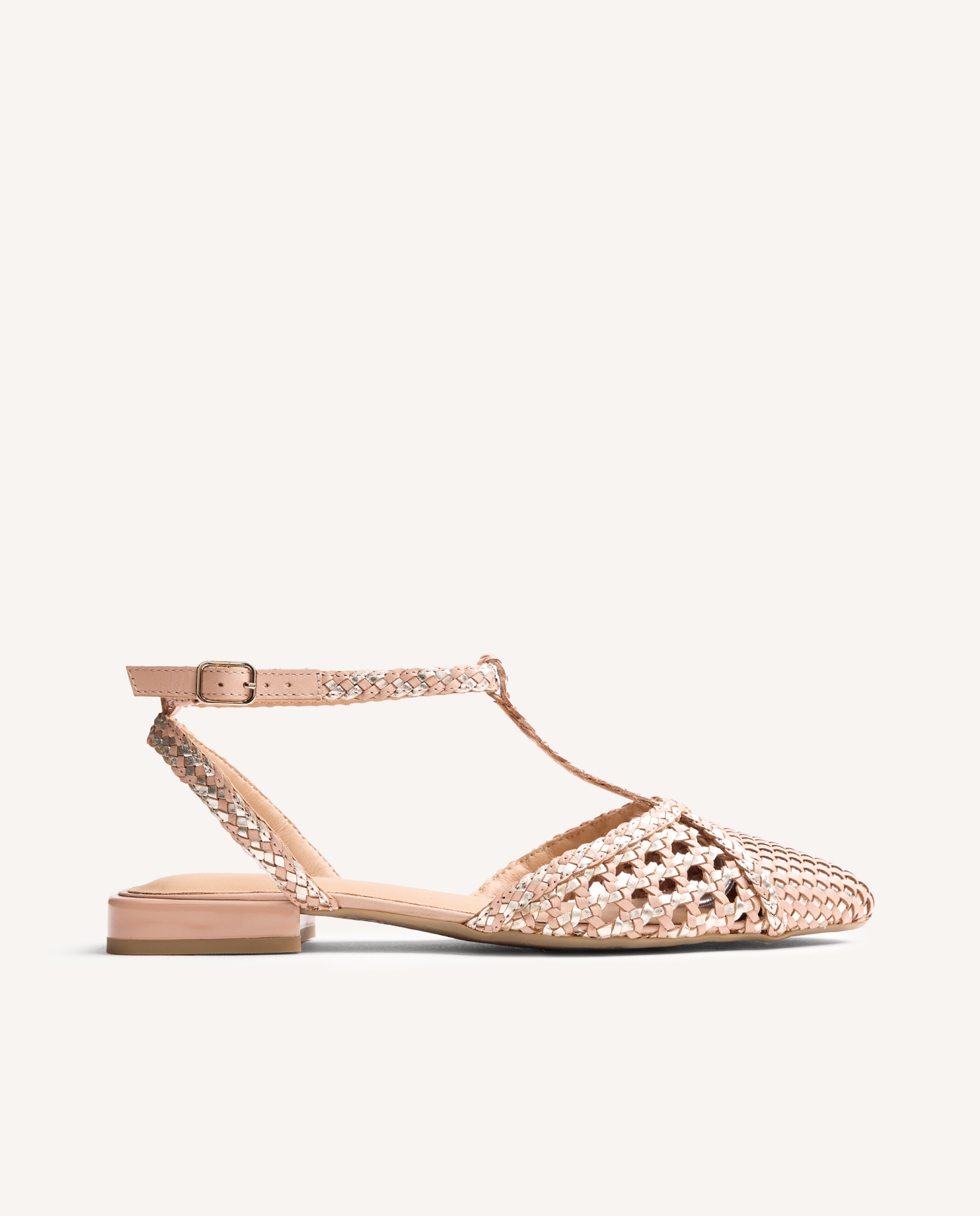 Gioseppo - Bailarinas planas de mujer de piel bicolor con trenzado artesanal.