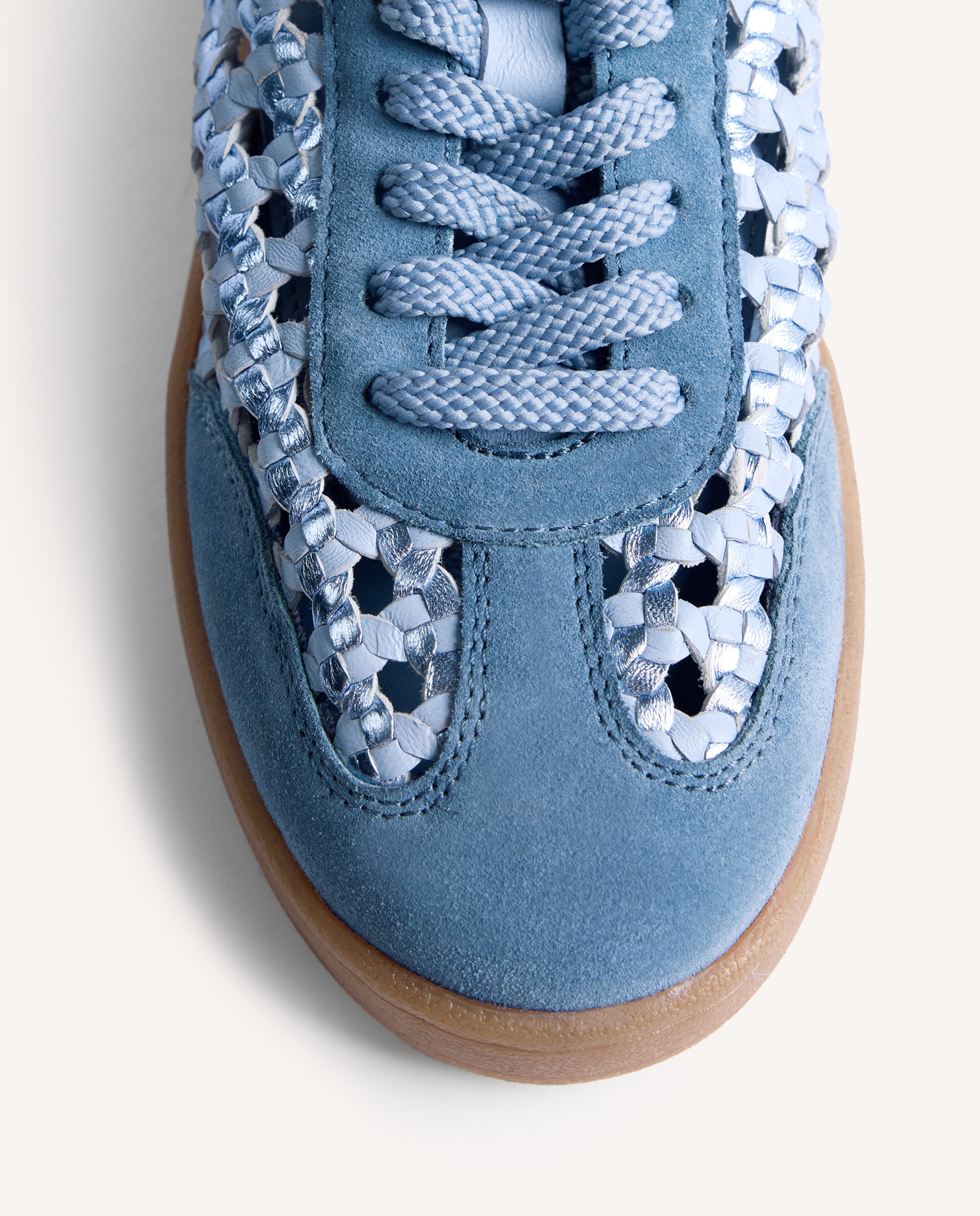 Zapatillas deportivas de mujer de piel trenzada con piezas de piel en acabado serraje - Gioseppo - Azul claro Azul claro-2