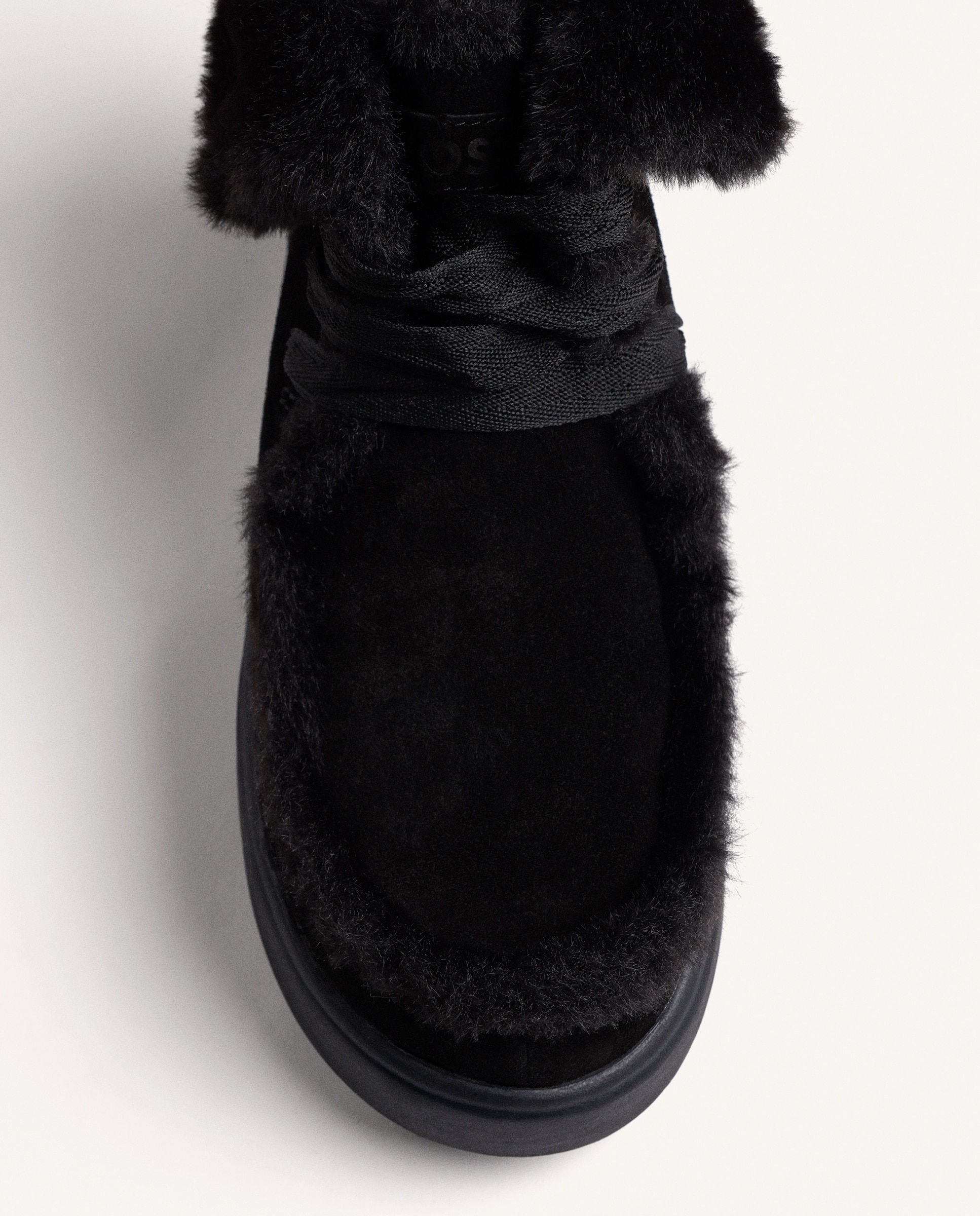 Botas de pelo de mujer estilo australianas de piel serraje con collarín y ribete de pelo - Gioseppo - Negro Negro-2