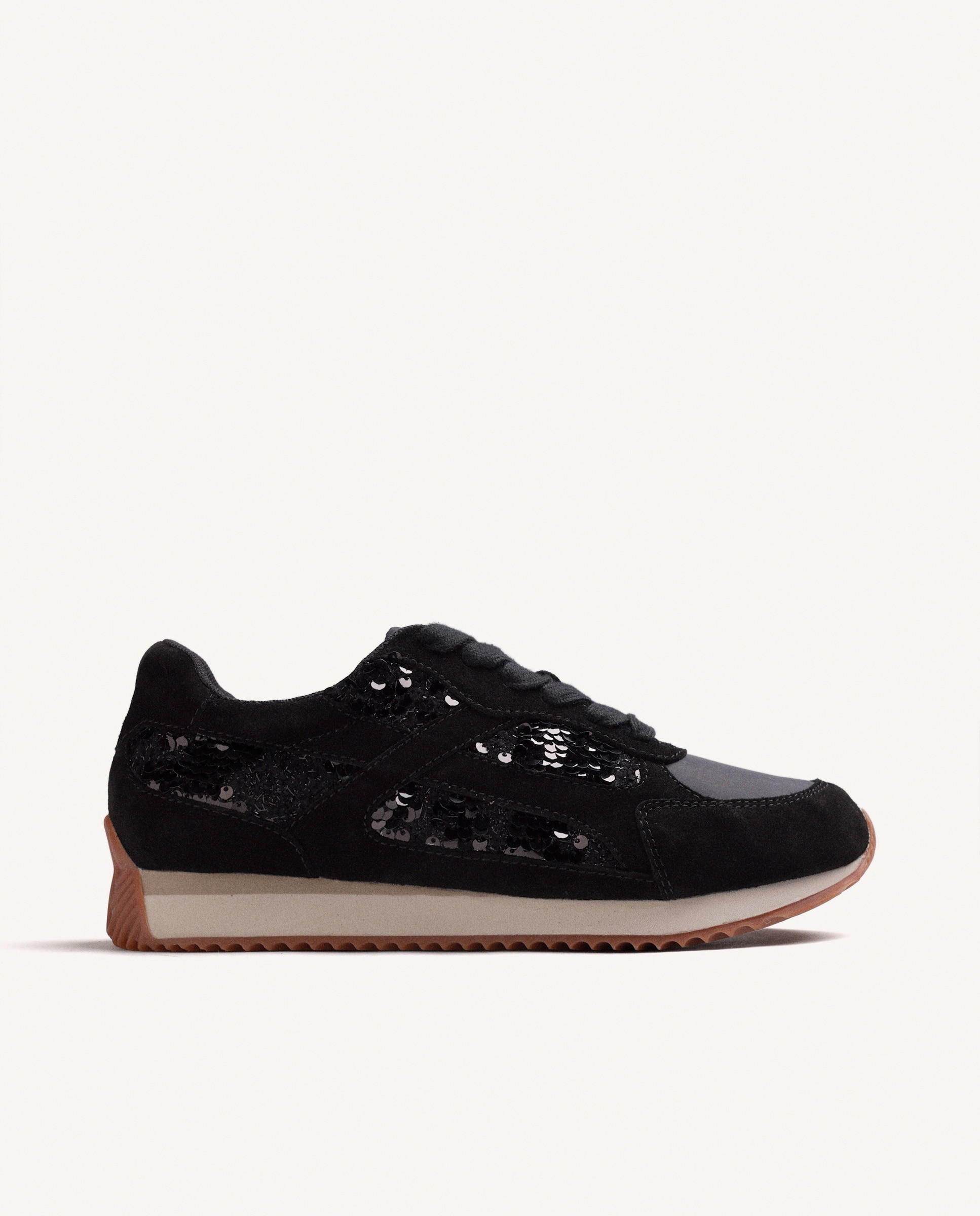 Zapatillas deportivas de mujer de piel serraje con lentejuelas y plataforma - Gioseppo - Negro Negro-1