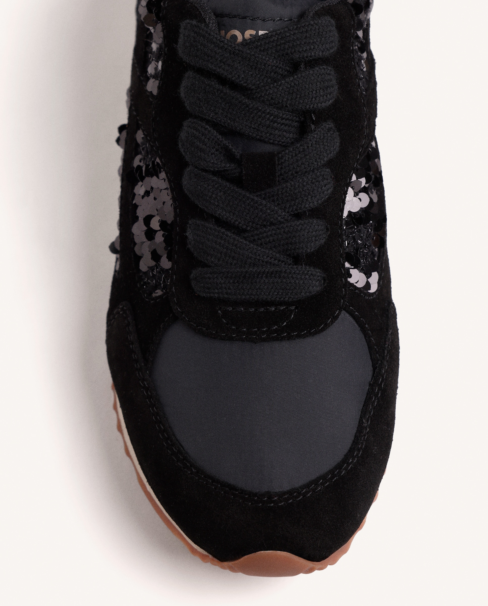 Zapatillas deportivas de mujer de piel serraje con lentejuelas y plataforma - Gioseppo - Negro Negro-2