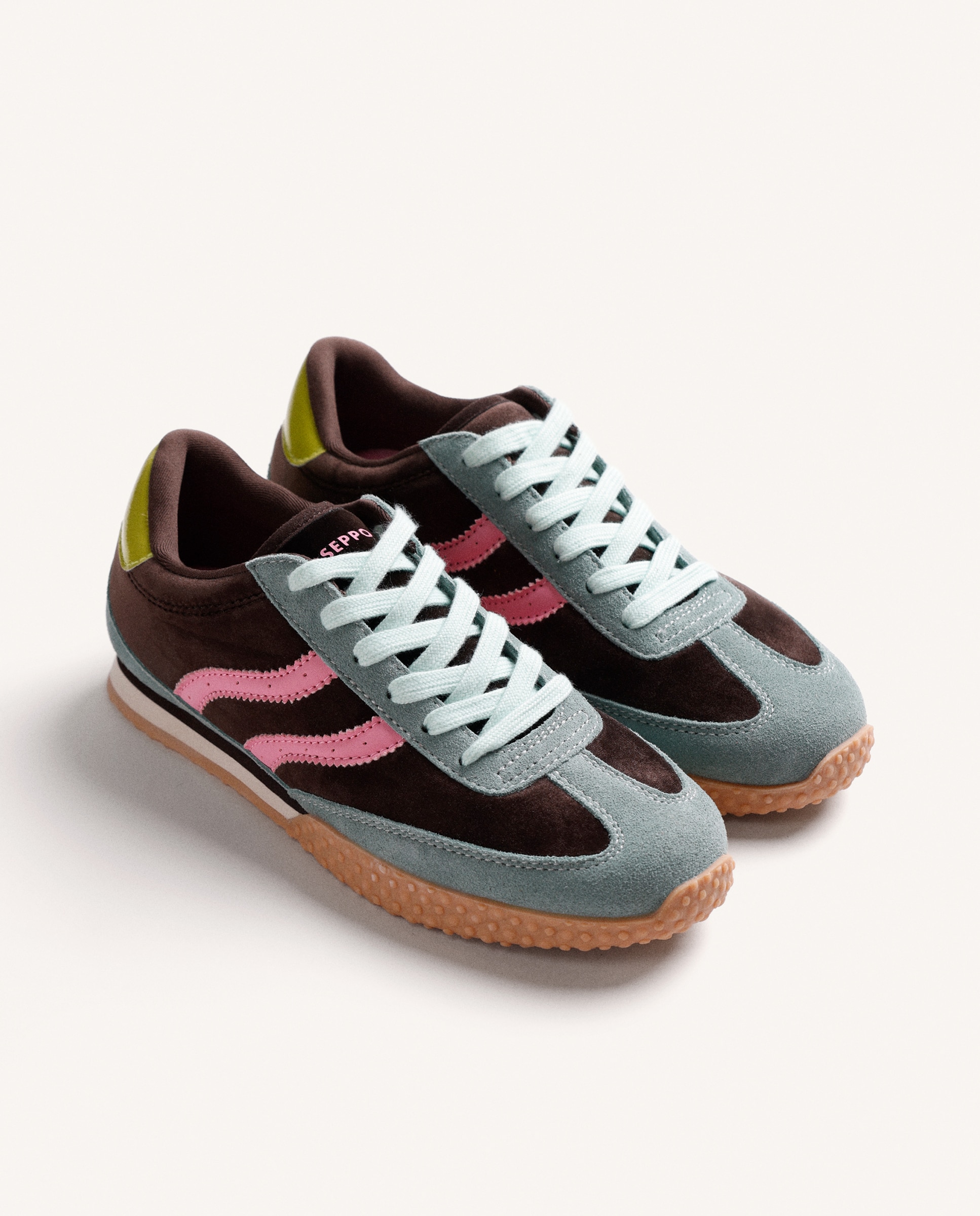 Zapatillas deportivas de mujer de piel serraje con contraste de colores - Gioseppo - Marrón Marrón-3