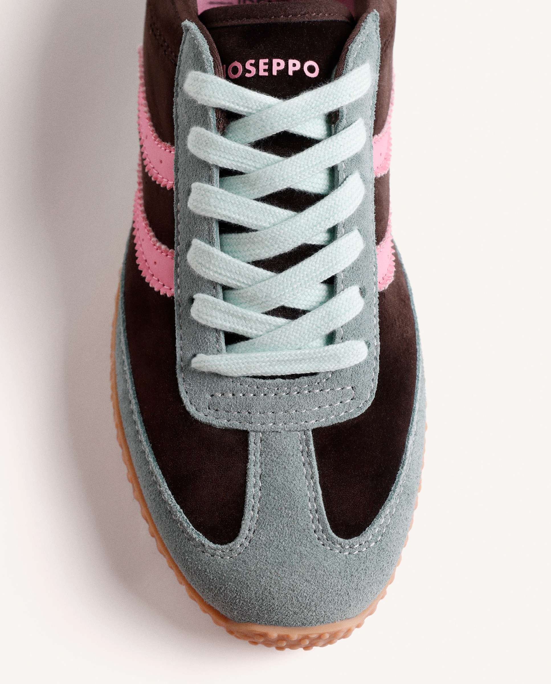 Zapatillas deportivas de mujer de piel serraje con contraste de colores - Gioseppo - Marrón Marrón-2