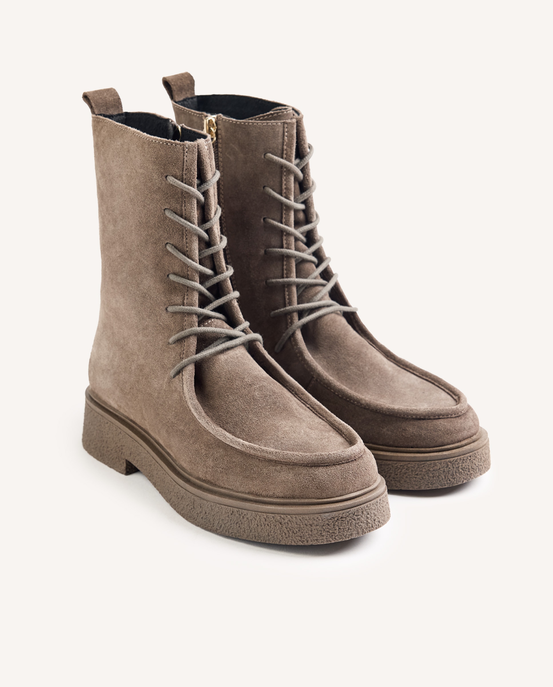 Botas militares de mujer de piel serraje con cordones tubulares - Gioseppo - Topo Topo-3