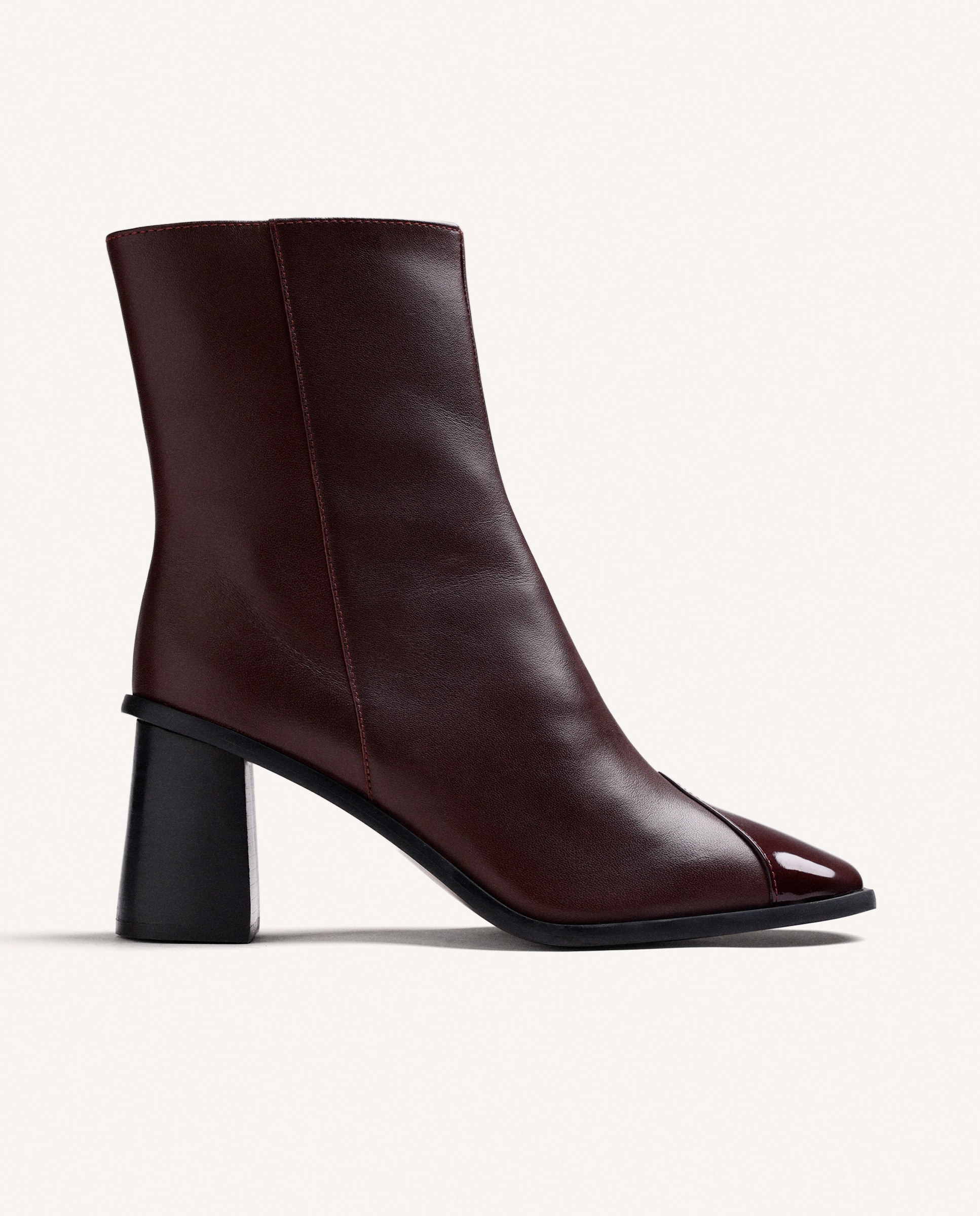 Botines básicos de mujer de piel con pieza acharolada - Gioseppo - Burdeos Burdeos-1