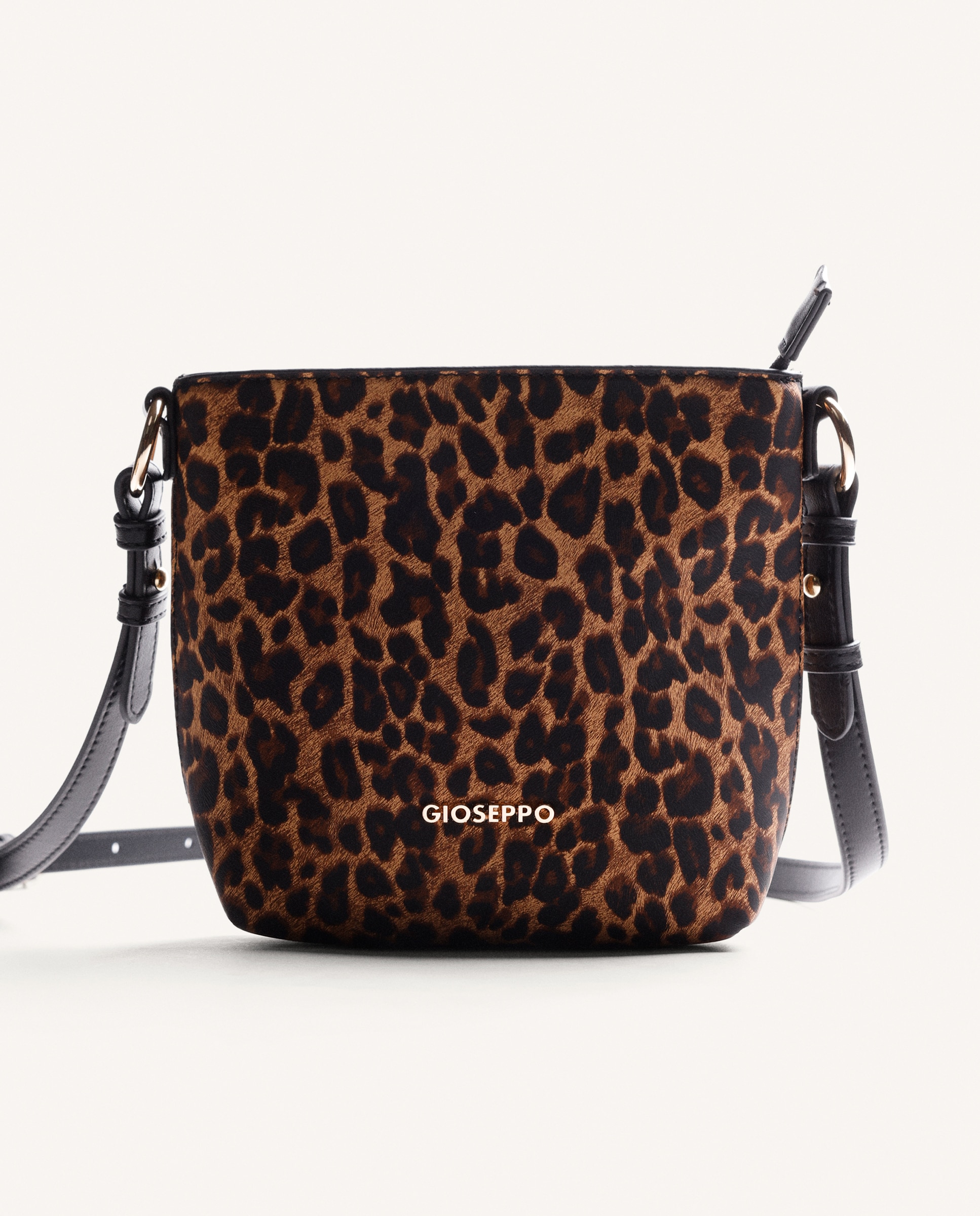 Imagen 0 de Bolso tipo bucket con estampado animal y cierre de cremallera Marrón