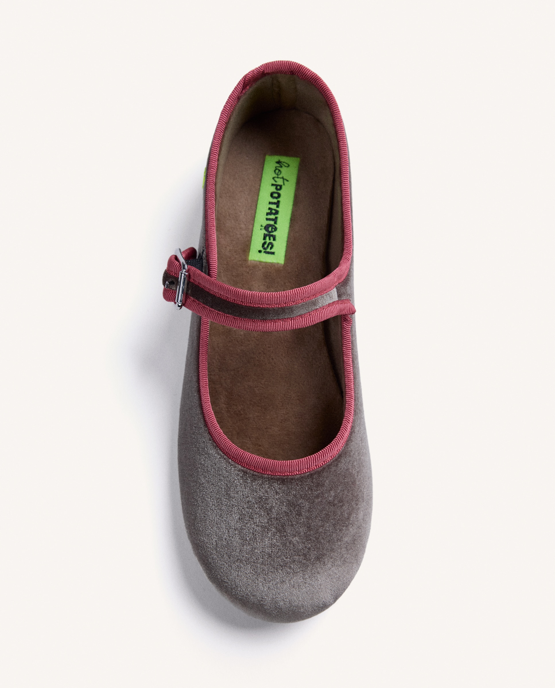 Imagen 3 de Zapatillas de casa de mujer tipo bailarinas mary-jane de terciopelo - Hot Potatoes - Topo Topo