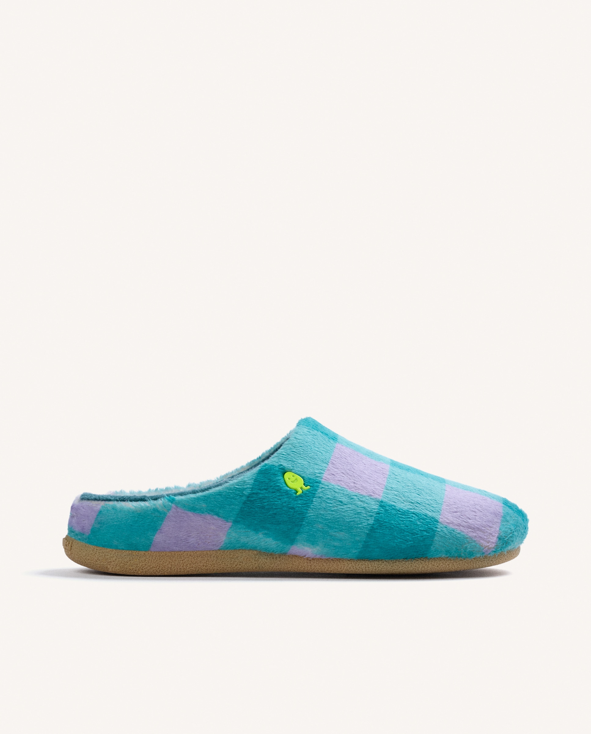 Imagen 1 de Zapatillas de casa de mujer de pelo con estampado de cuadros - Hot Potatoes - Verde Verde