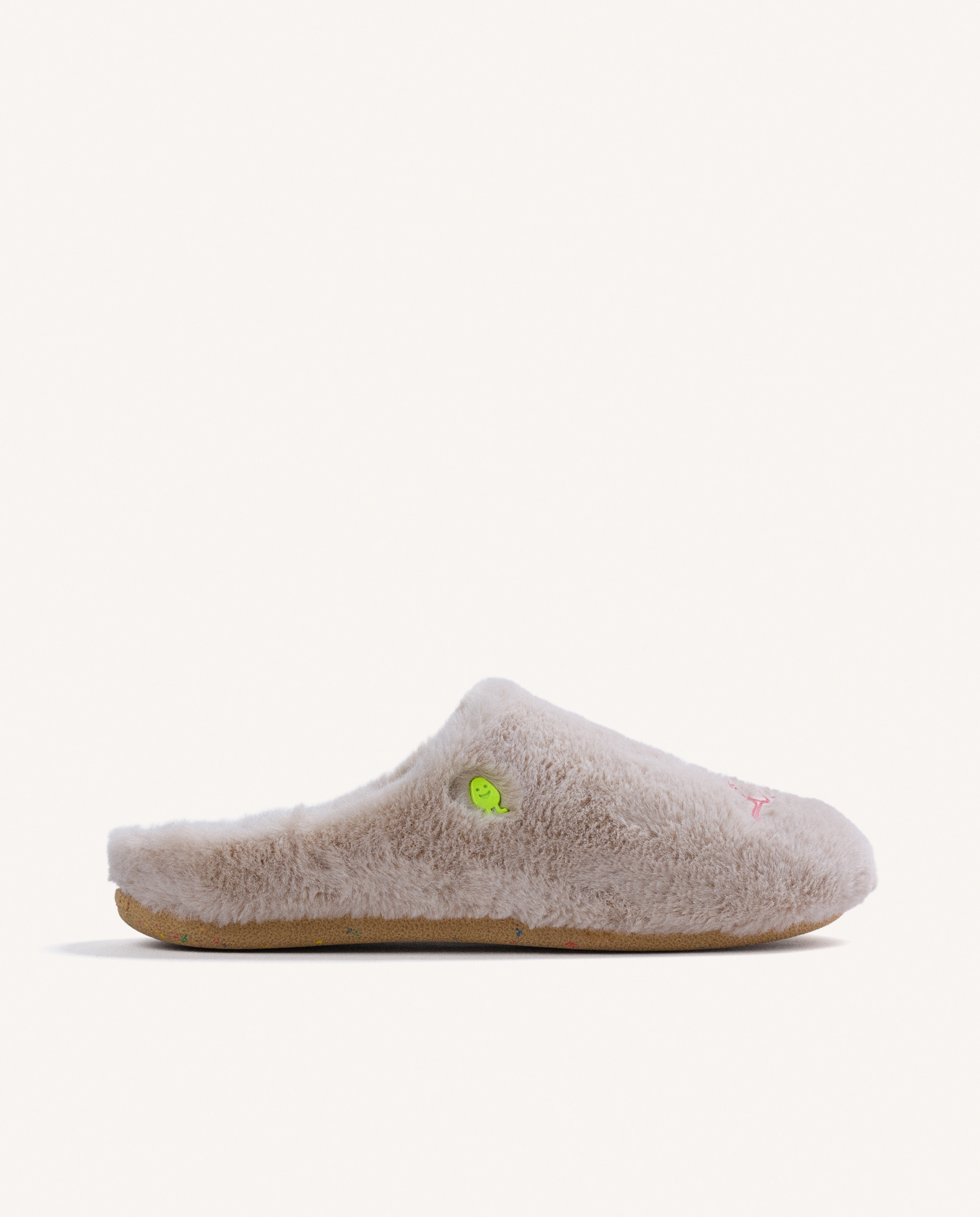 Zapatillas de casa de mujer de pelo con dibujo y texto - Hot Potatoes - Beige Beige-1