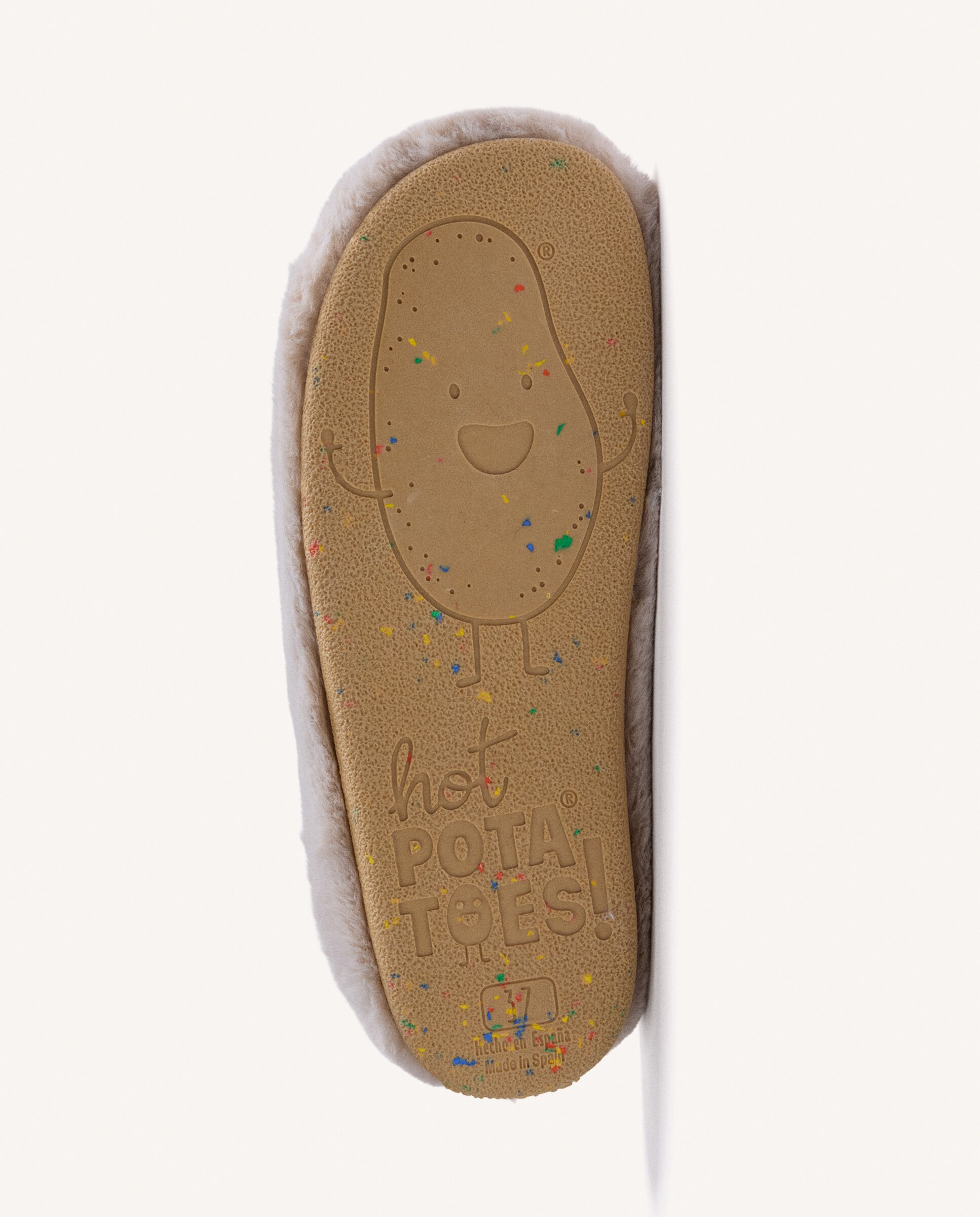 Zapatillas de casa de mujer de pelo con dibujo y texto - Hot Potatoes - Beige Beige-4