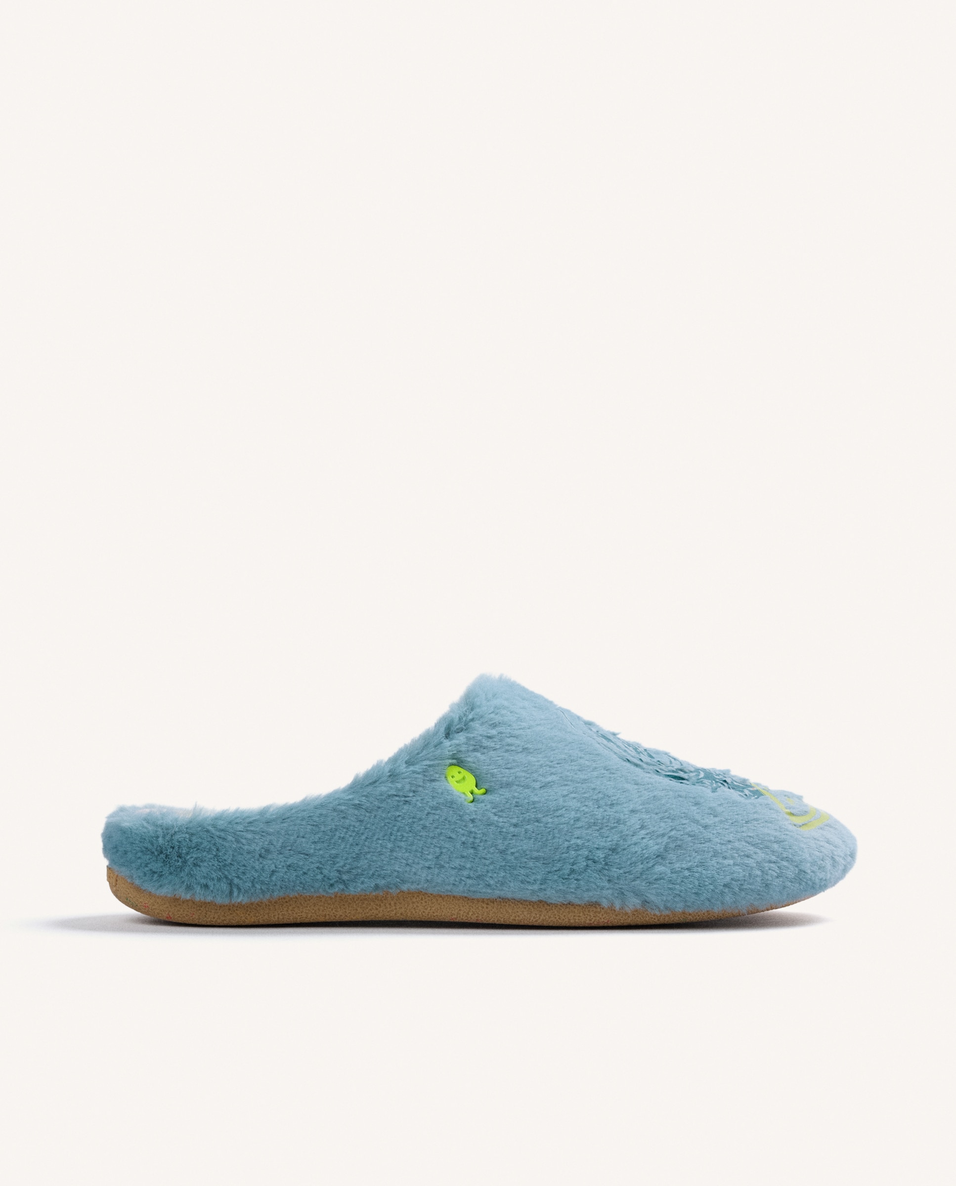 Zapatillas de casa de mujer de pelo con dibujo y texto - Hot Potatoes - Verde Verde-1