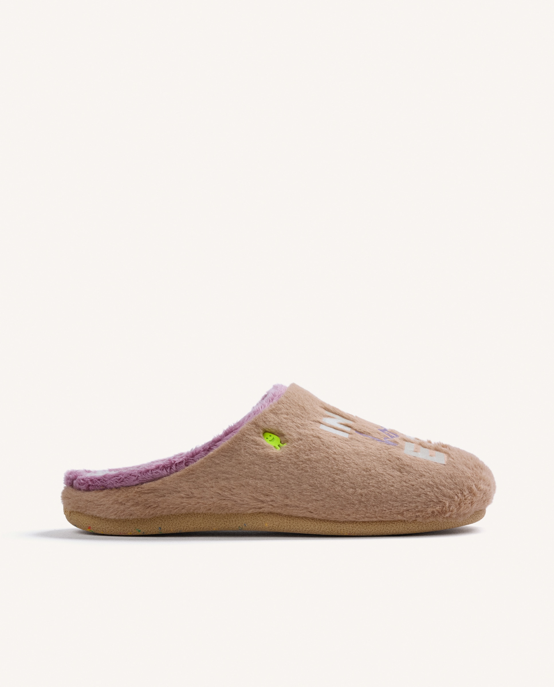 Zapatillas de casa de mujer de pelo con texto - Hot Potatoes - Marrón Marrón-1