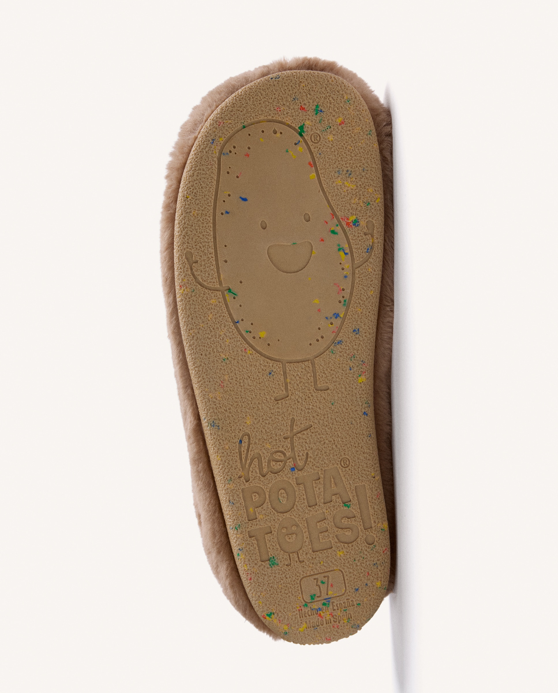 Zapatillas de casa de mujer de pelo con texto - Hot Potatoes - Marrón Marrón-5