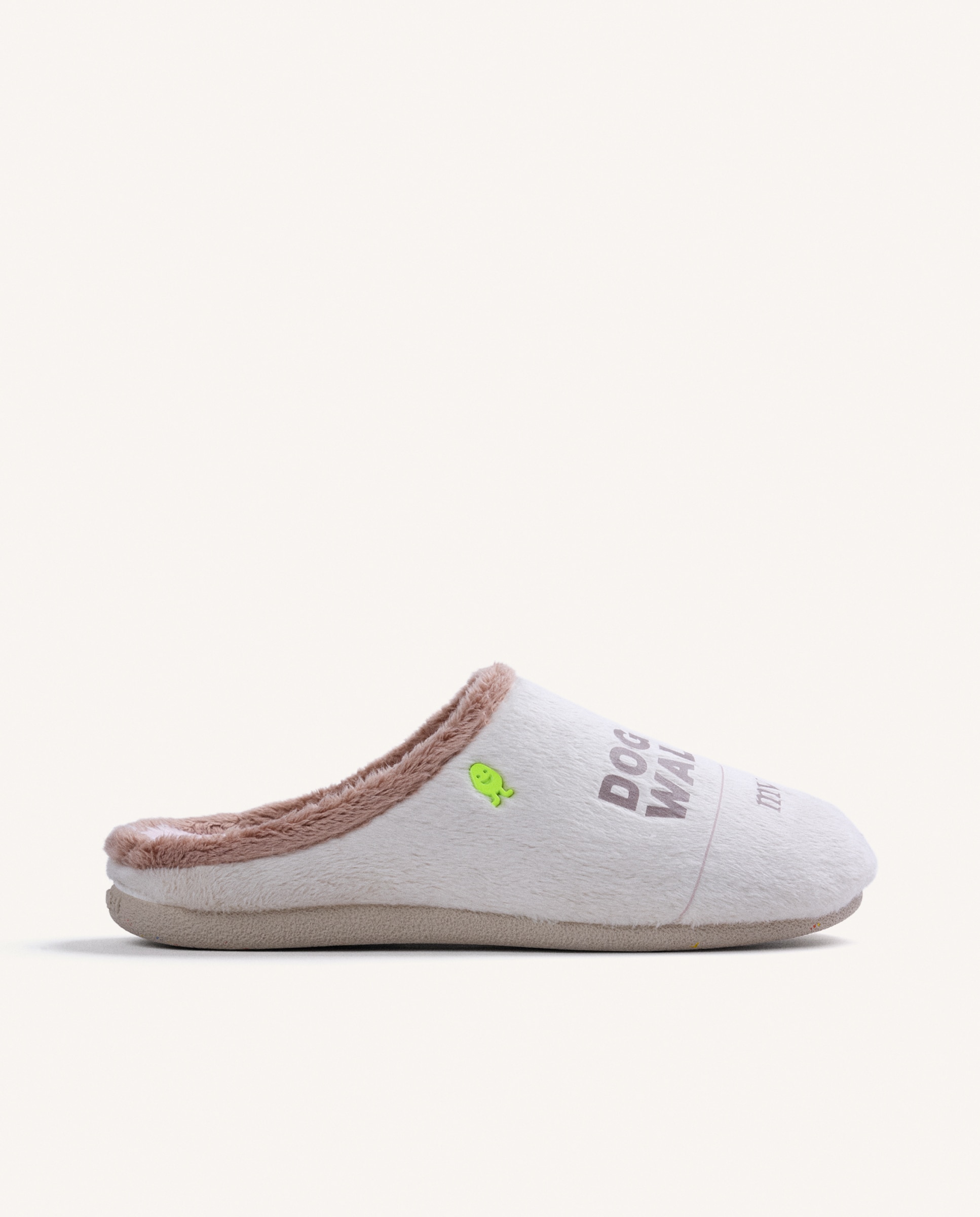 Zapatillas de casa de mujer de pelo con texto - Hot Potatoes - Blanco Blanco-1