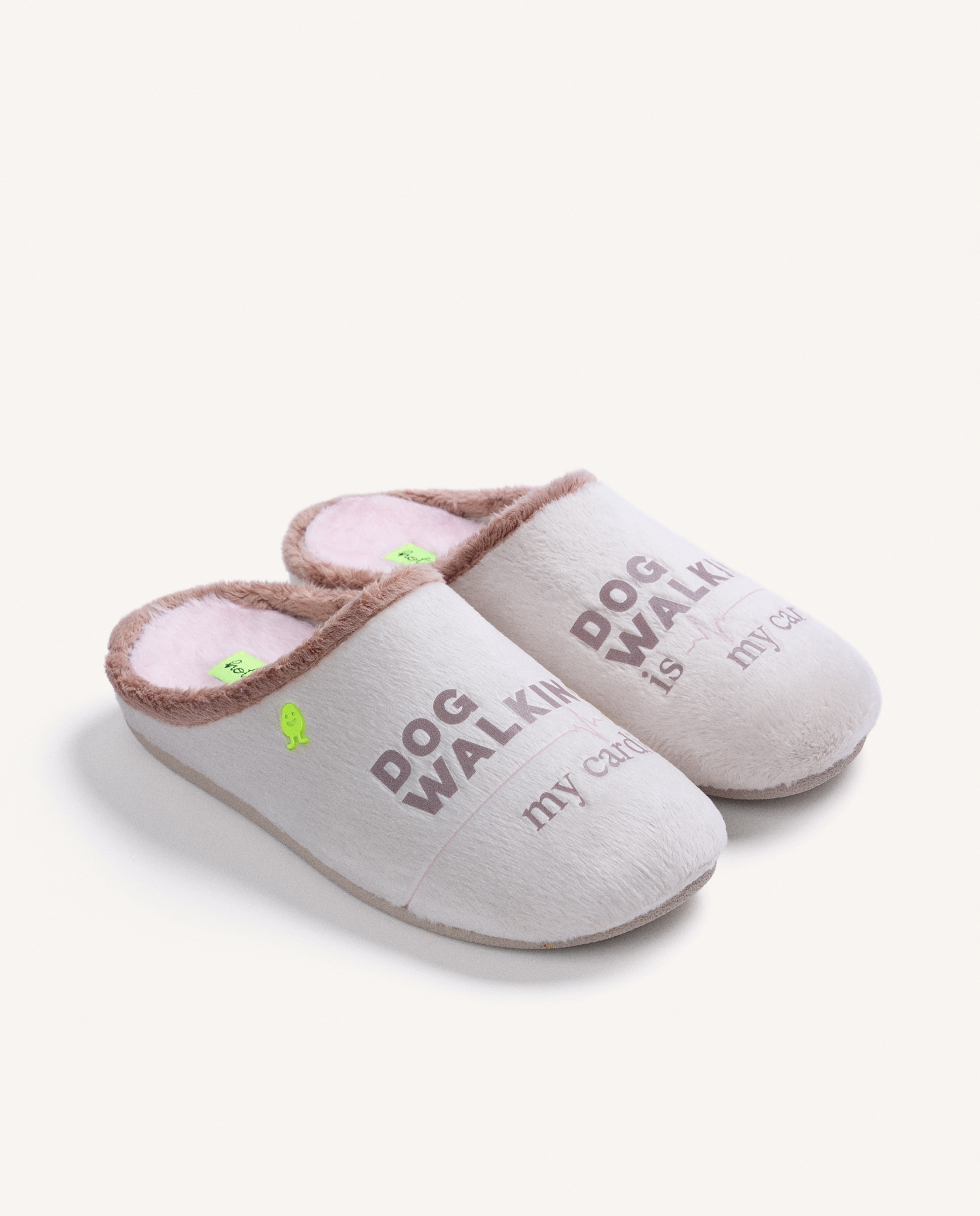 Zapatillas de casa de mujer de pelo con texto - Hot Potatoes - Blanco Blanco-3