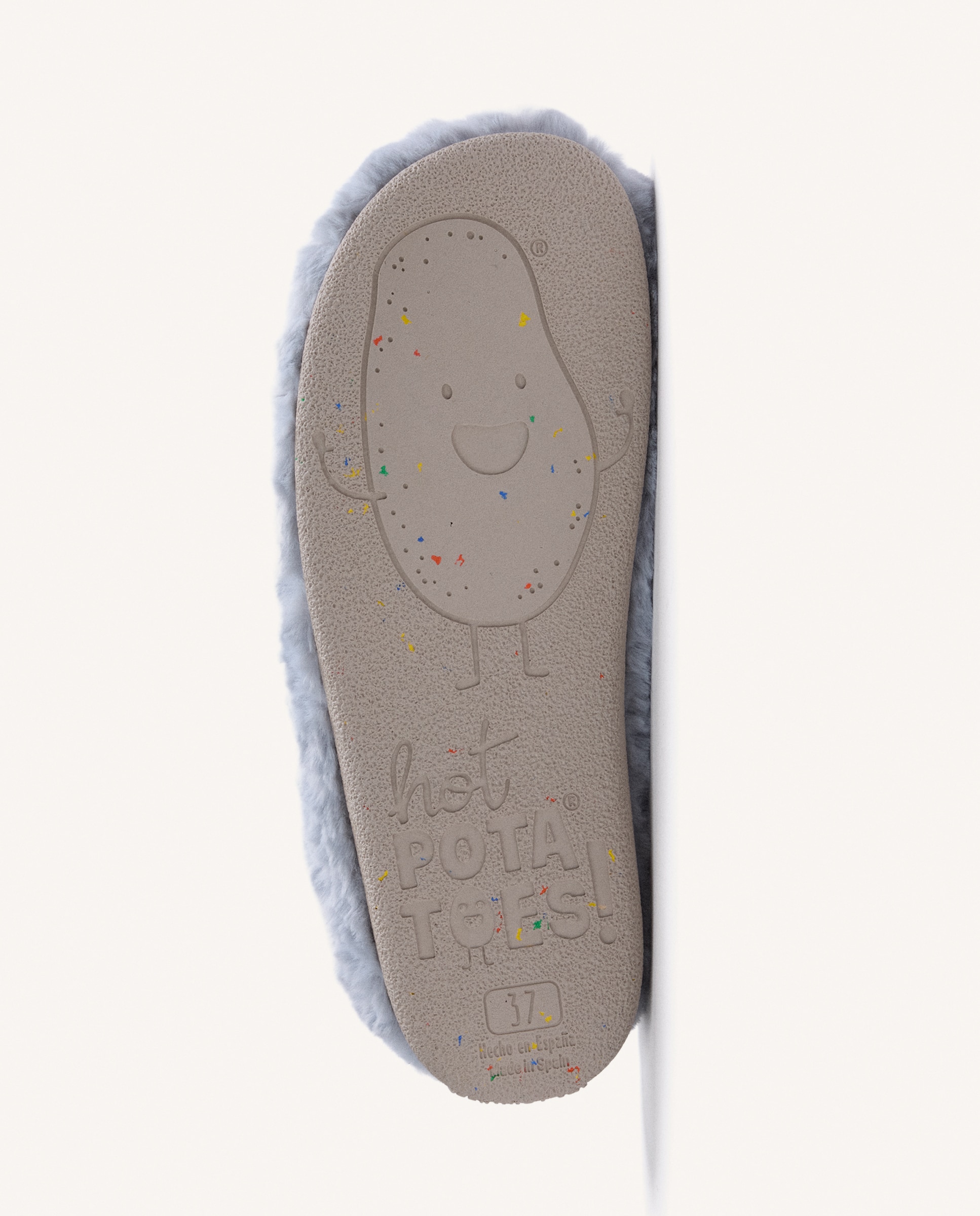 Zapatillas de casa de mujer de pelo con dibujo y texto - Hot Potatoes - Azul Azul-5