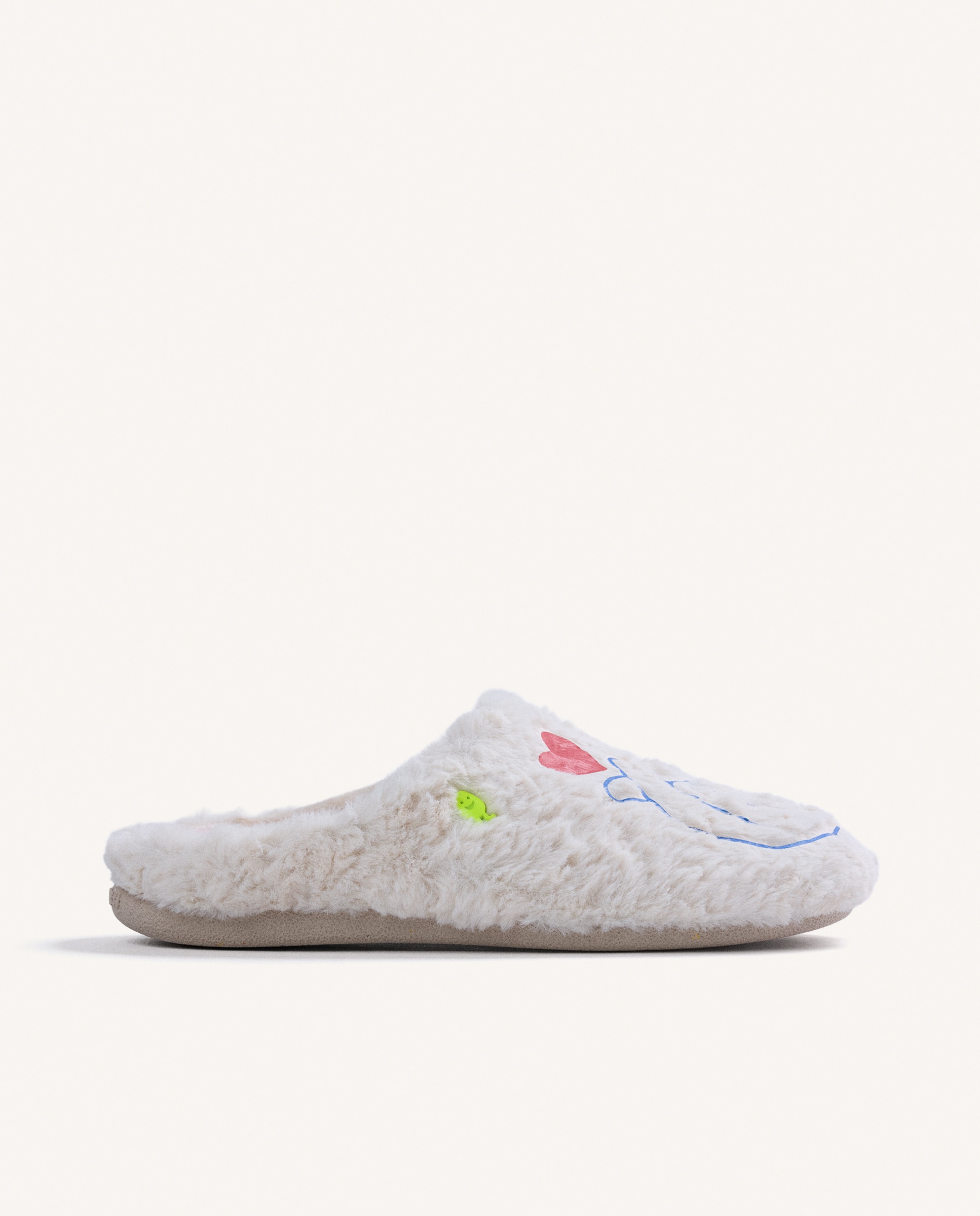Zapatillas de casa de mujer de pelo con dibujo y texto - Hot Potatoes - Blanco Blanco-1