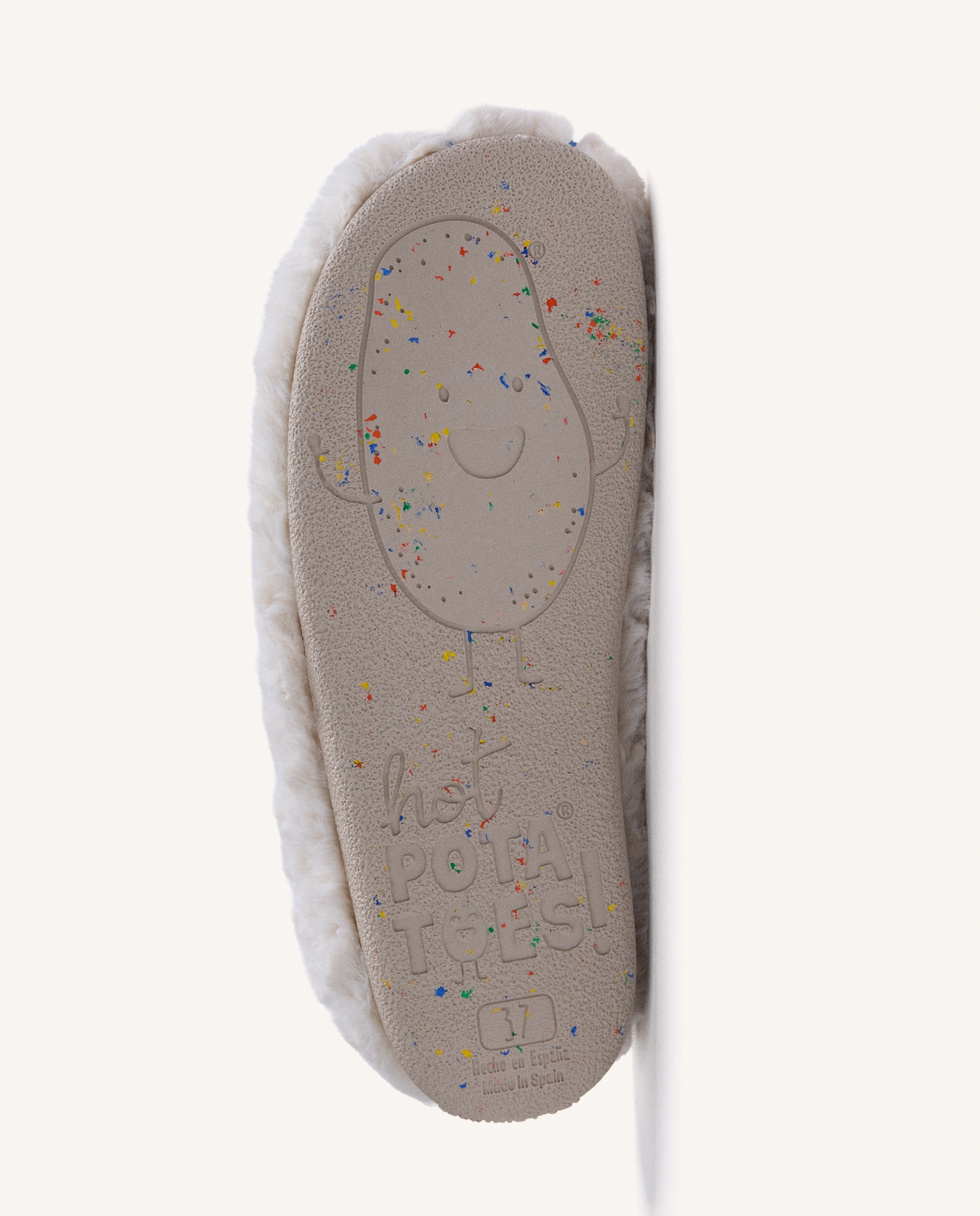 Zapatillas de casa de mujer de pelo con dibujo y texto - Hot Potatoes - Blanco Blanco-5