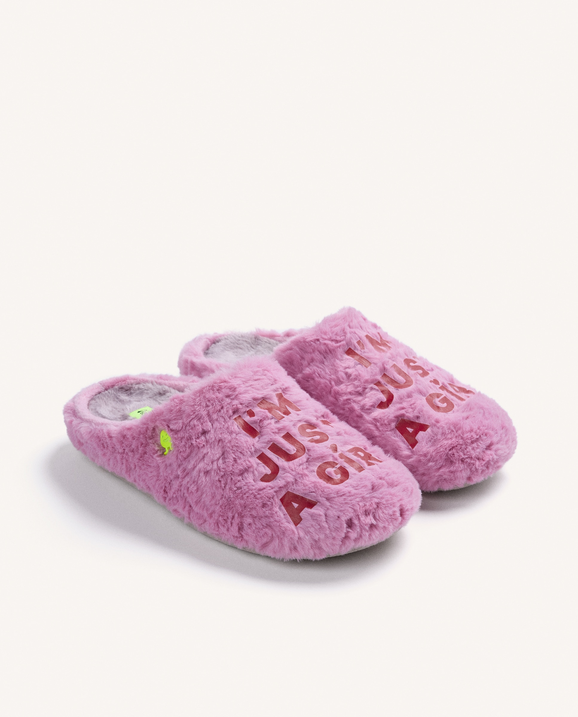 Imagen 3 de Zapatillas de casa de mujer de pelo con texto - Hot Potatoes - Rosa Rosa