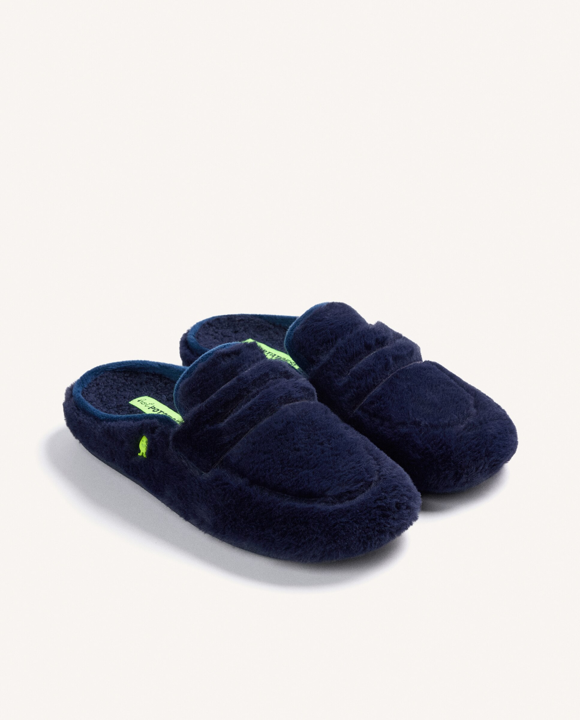 Zapatillas de casa de hombre tipo mocasines de pelo - Hot Potatoes - Marino Marino-3