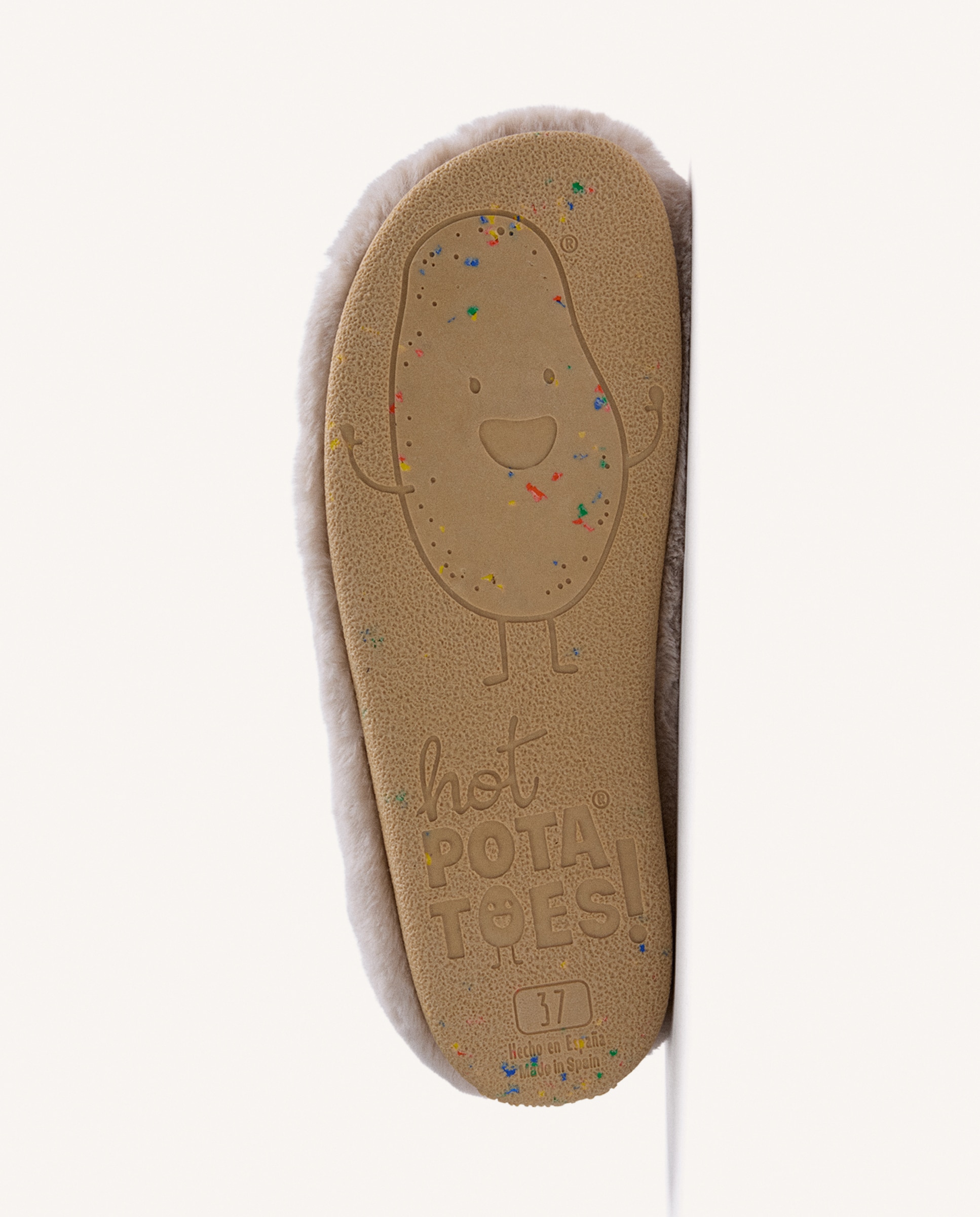 Imagen 5 de Zapatillas de casa de mujer de pelo con dibujo y texto - Hot Potatoes - Beige Beige