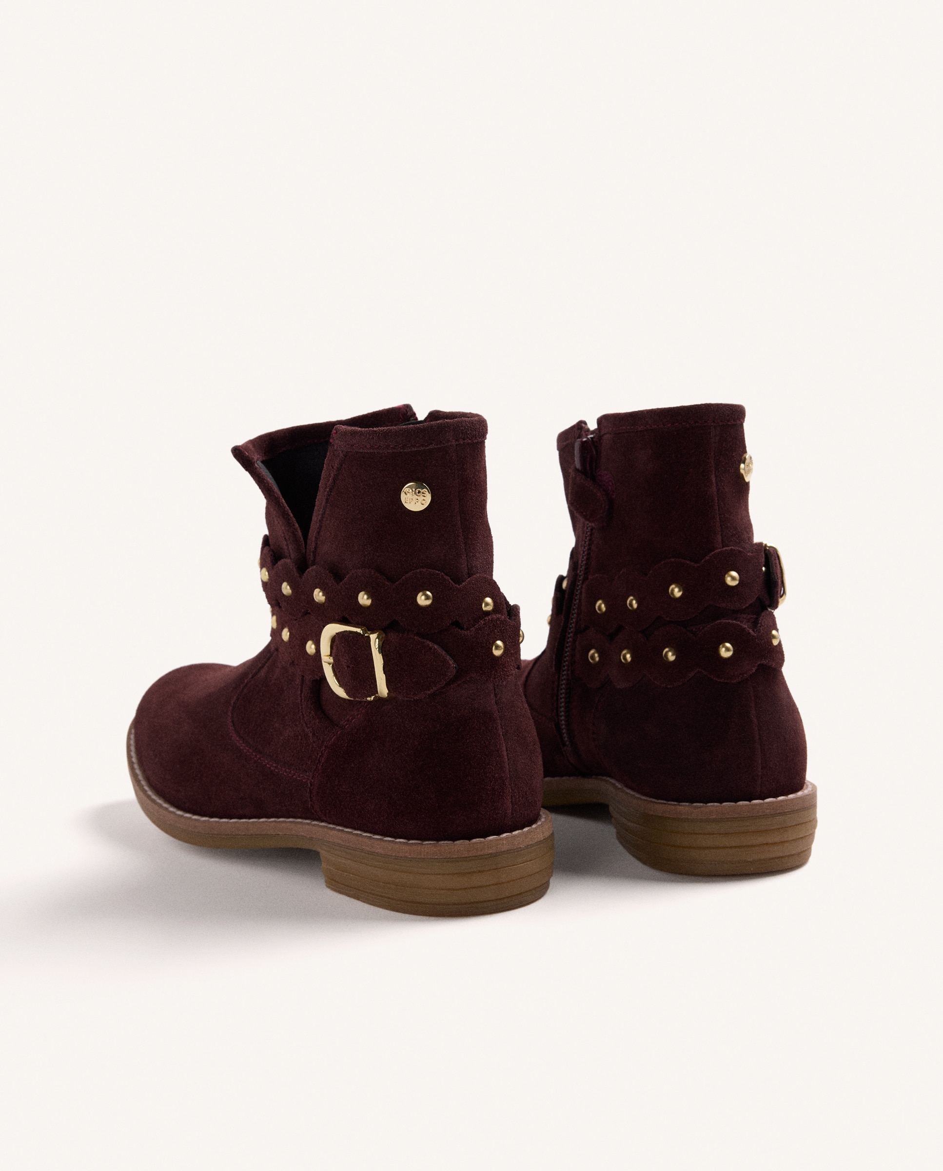 Botines de niña en piel de serraje con hebilla - Gioseppo - Burdeos Burdeos-5