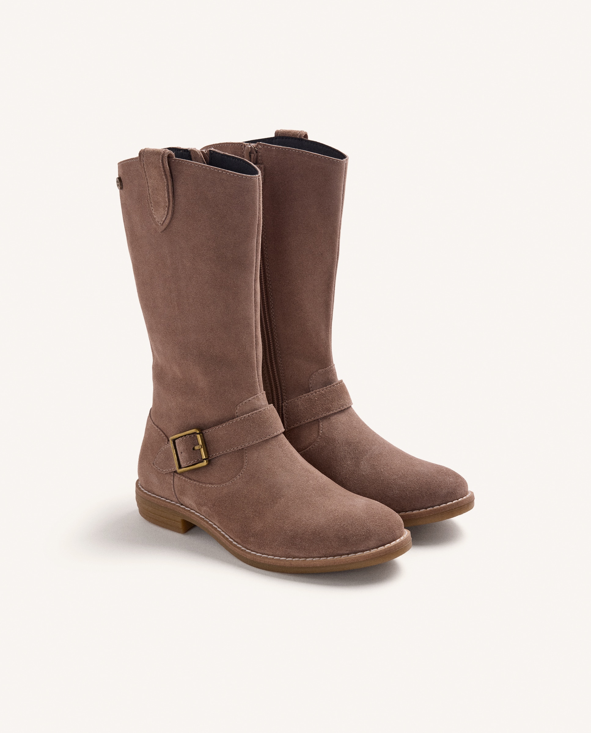 Botas de niña de piel de serraje de caña alta - Gioseppo - Topo Topo-2