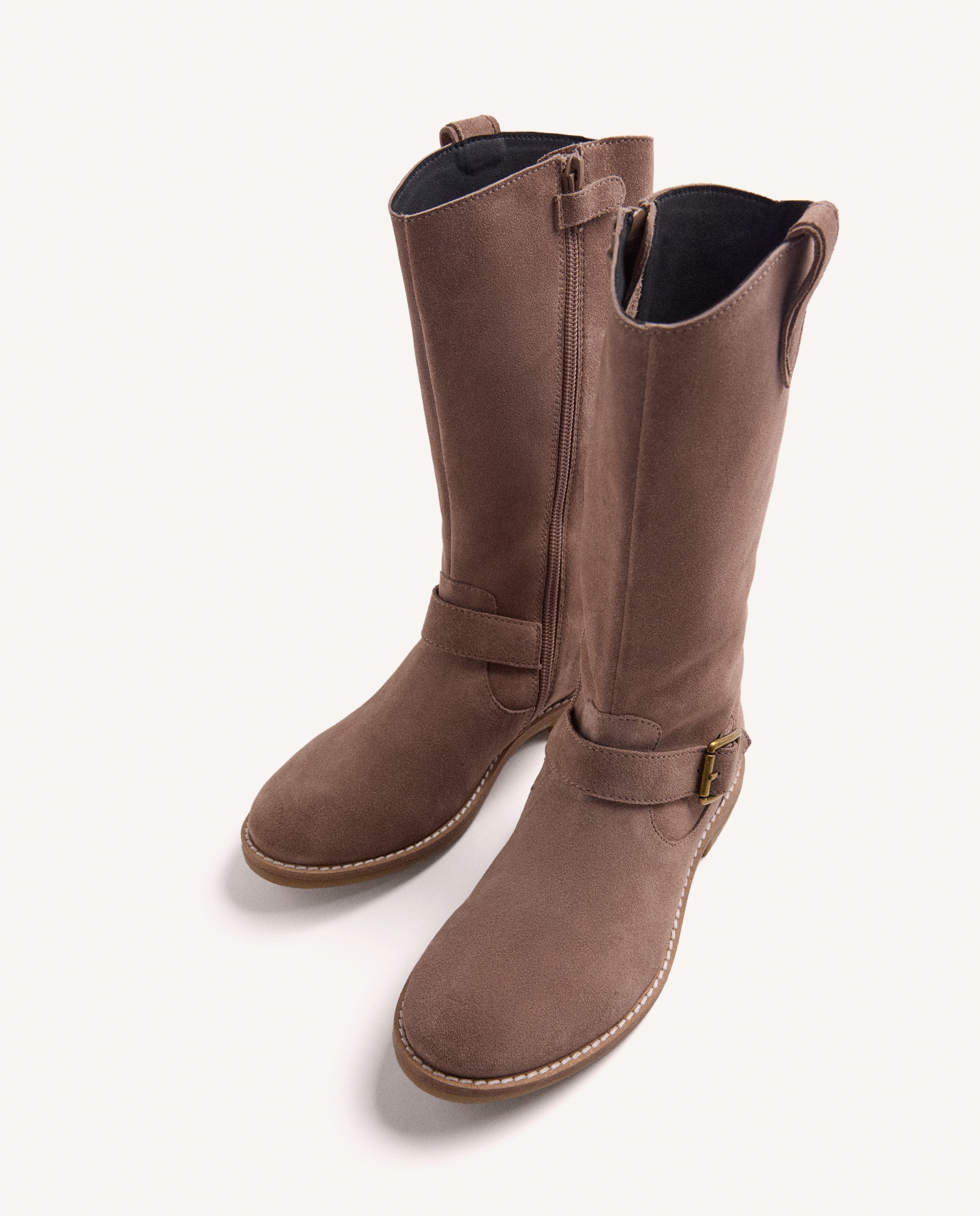 Botas de niña de piel de serraje de caña alta - Gioseppo - Topo Topo-4