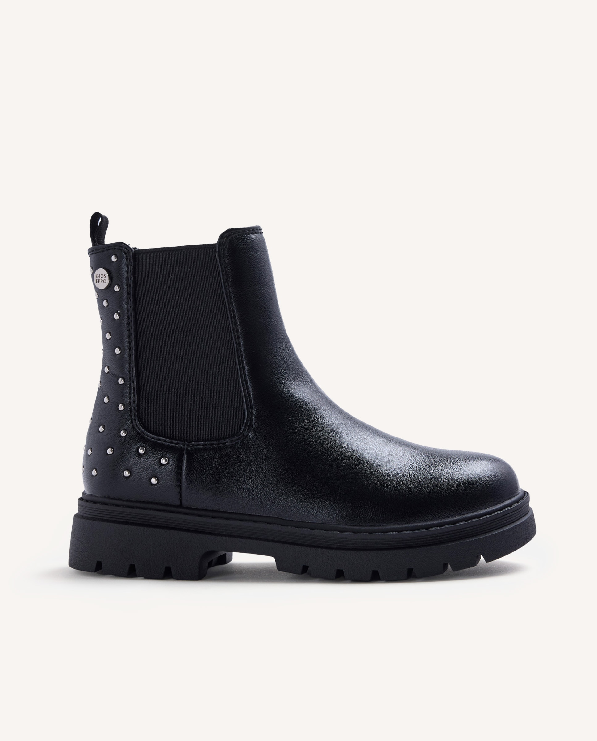 Imagen 0 de Botines de niña con elásticos laterales y tachas traseras Negro