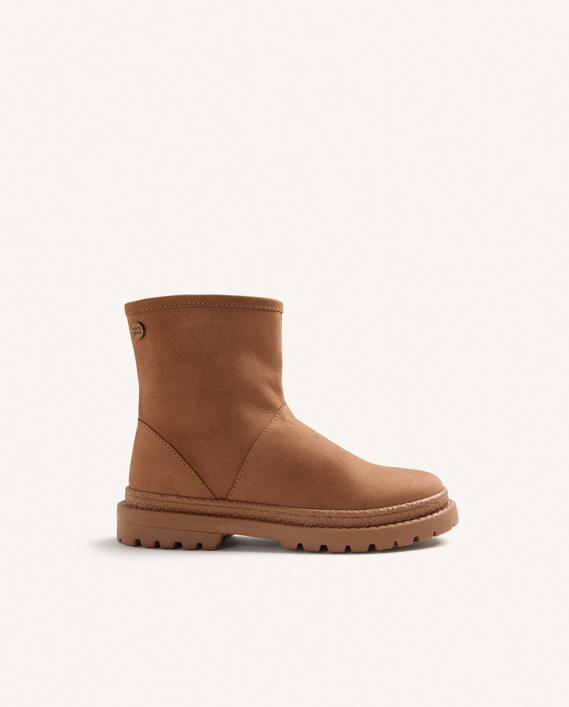 Botas de niña de piel con suela track y cremallera lateral - Gioseppo - Cuero Cuero-1
