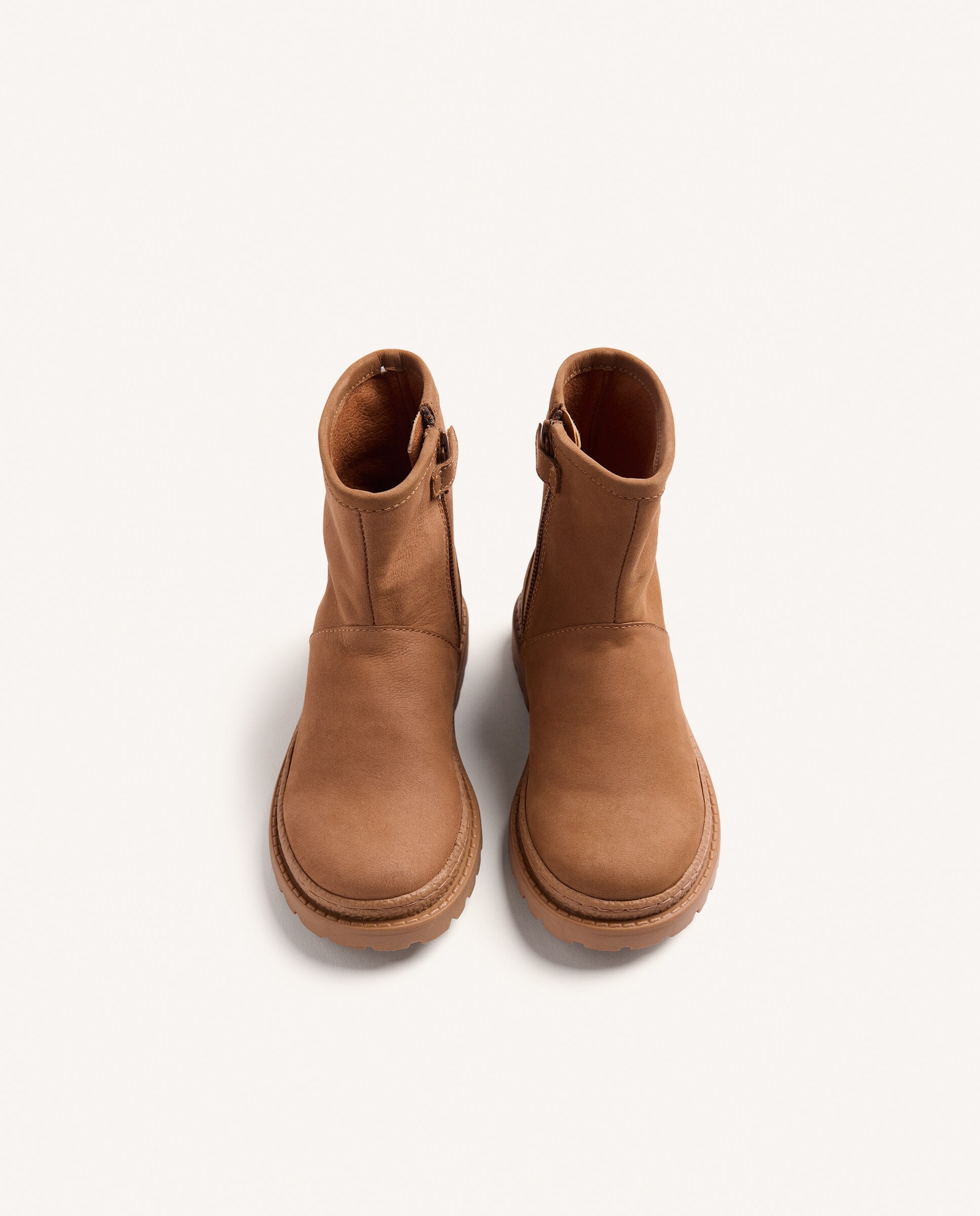 Botas de niña de piel con suela track y cremallera lateral - Gioseppo - Cuero Cuero-3