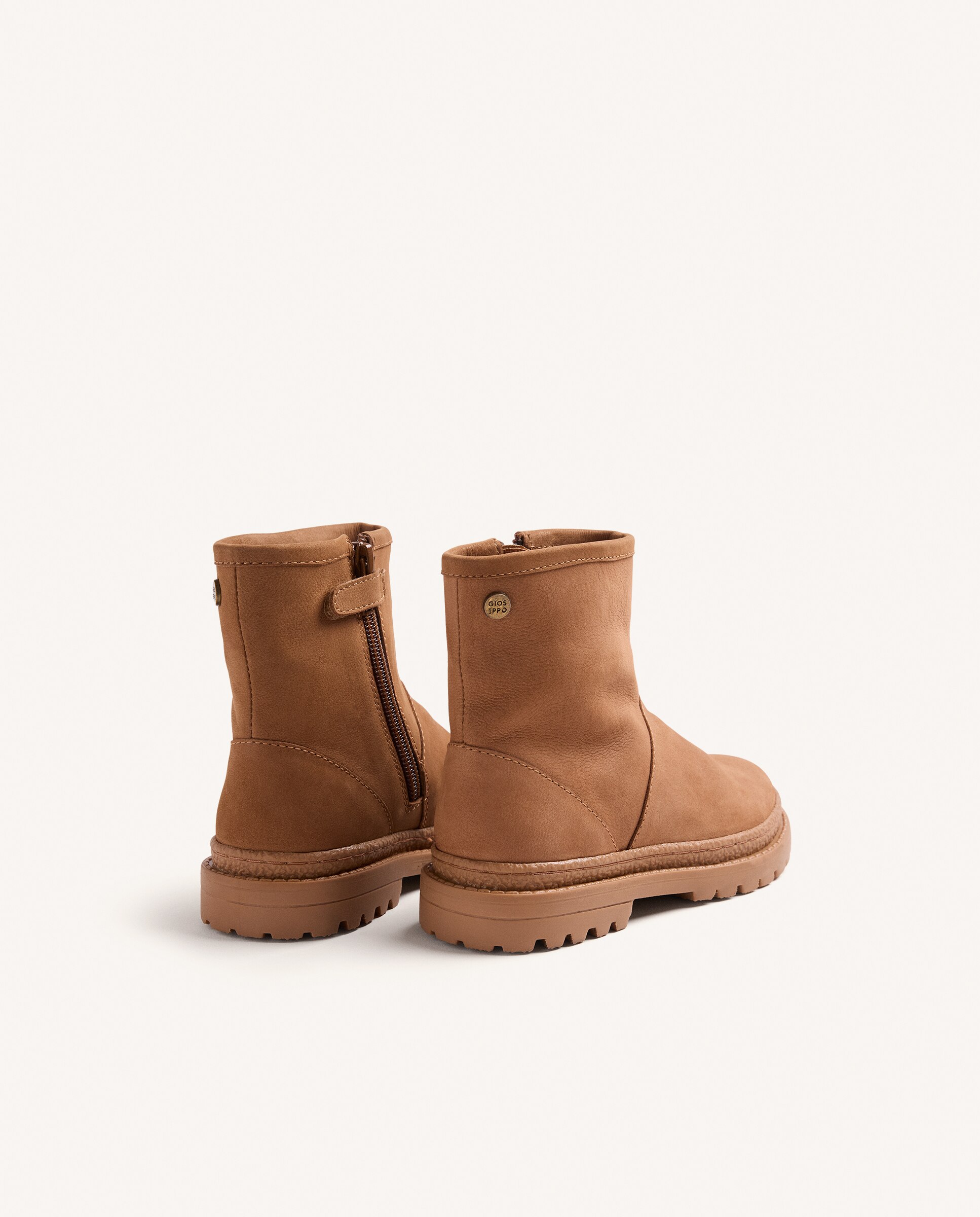 Botas de niña de piel con suela track y cremallera lateral - Gioseppo - Cuero Cuero-4
