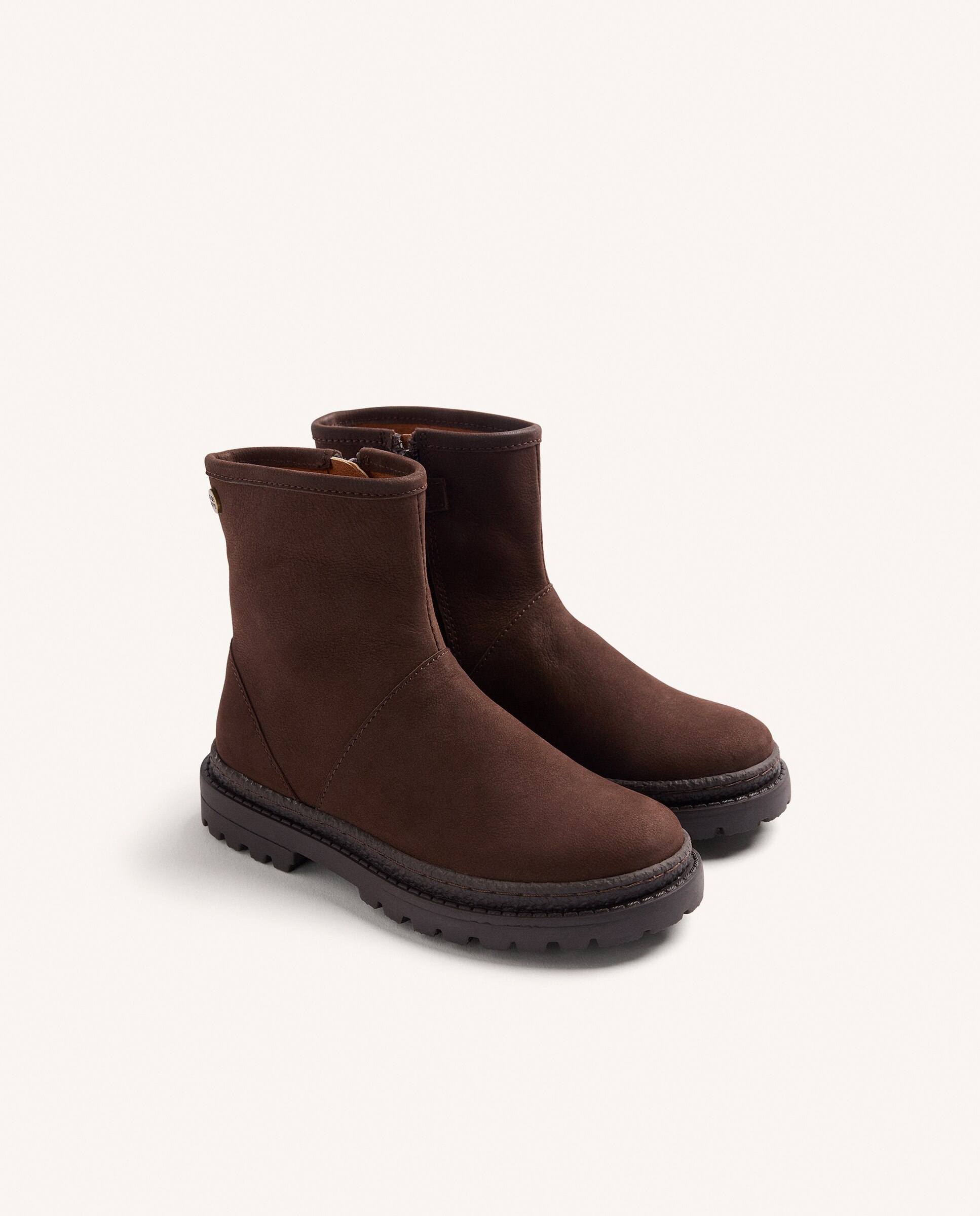Botas de niña de piel con suela track y cremallera lateral - Gioseppo - Choco Choco-2