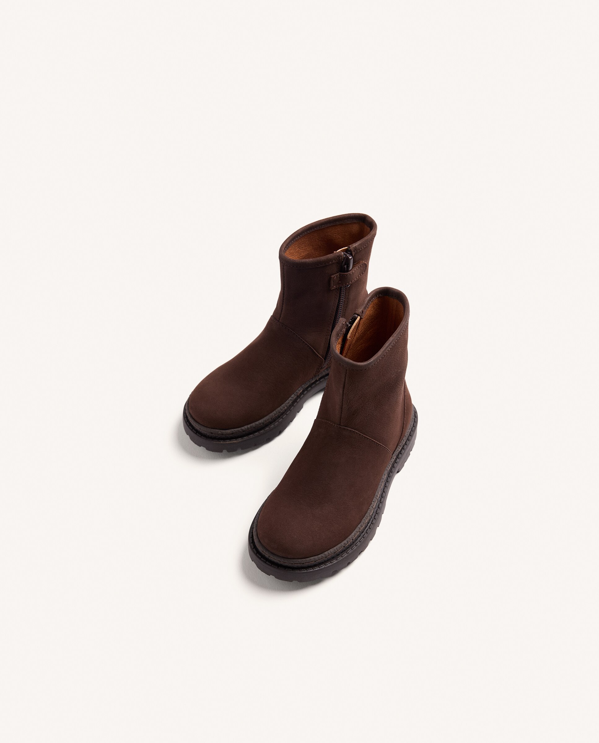Botas de niña de piel con suela track y cremallera lateral - Gioseppo - Choco Choco-3
