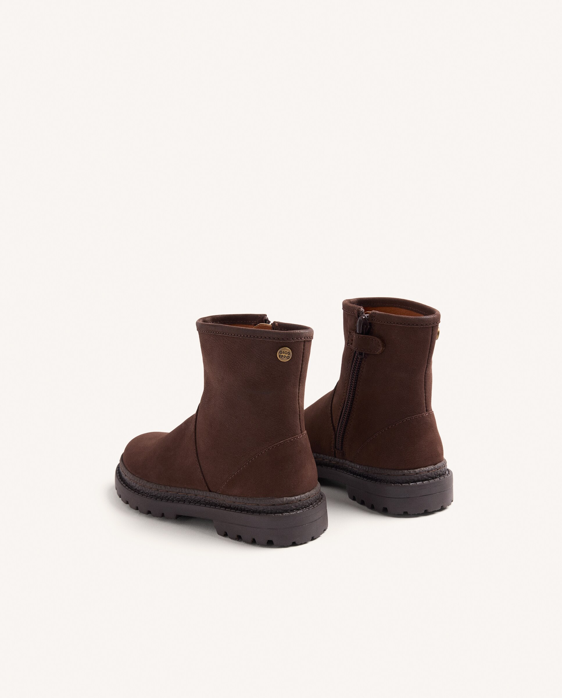 Botas de niña de piel con suela track y cremallera lateral - Gioseppo - Choco Choco-4