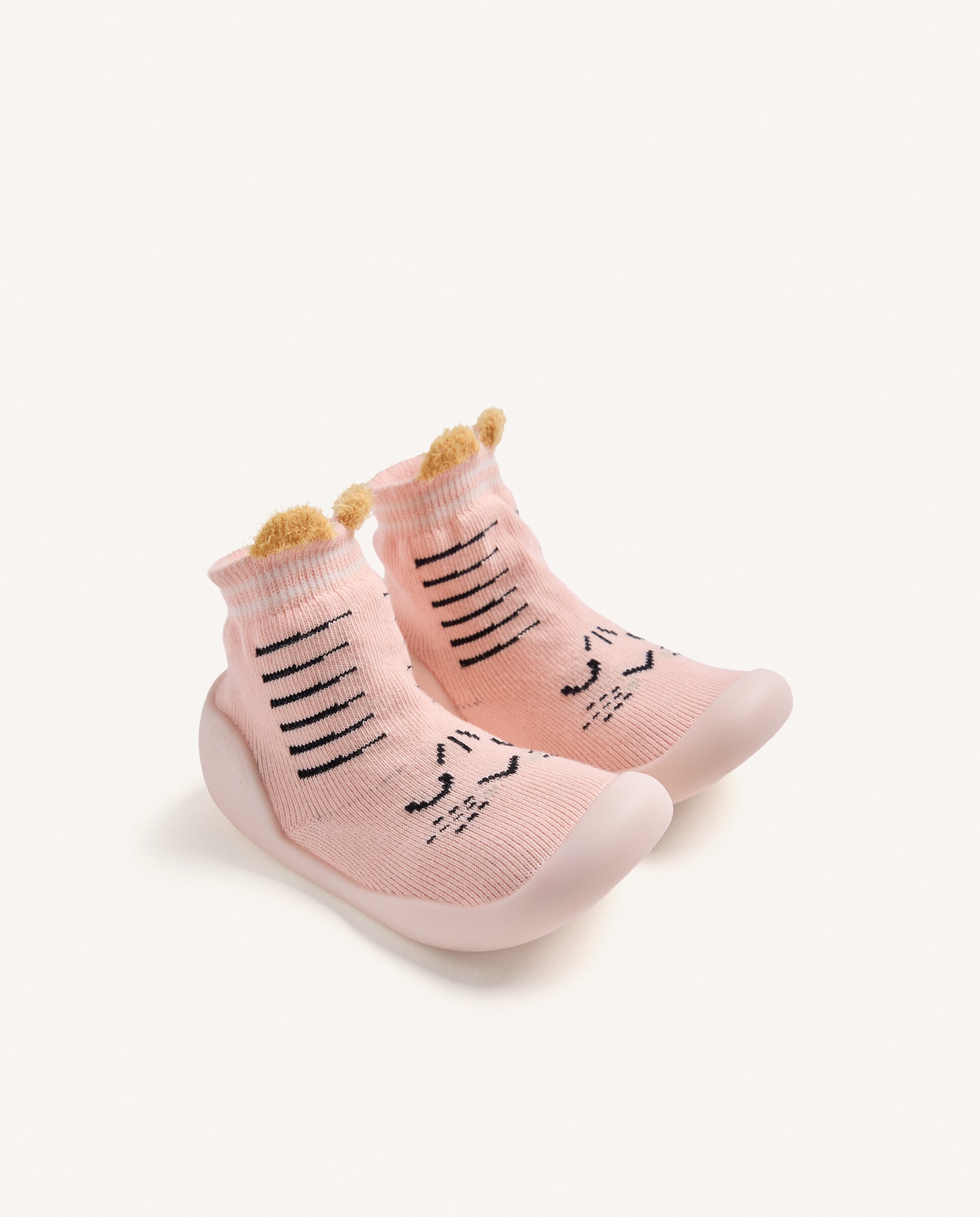 Zapatillas de casa cerradas de bebé niña tipo calcetín con carita de animal - Gioseppo - Coral Coral-2